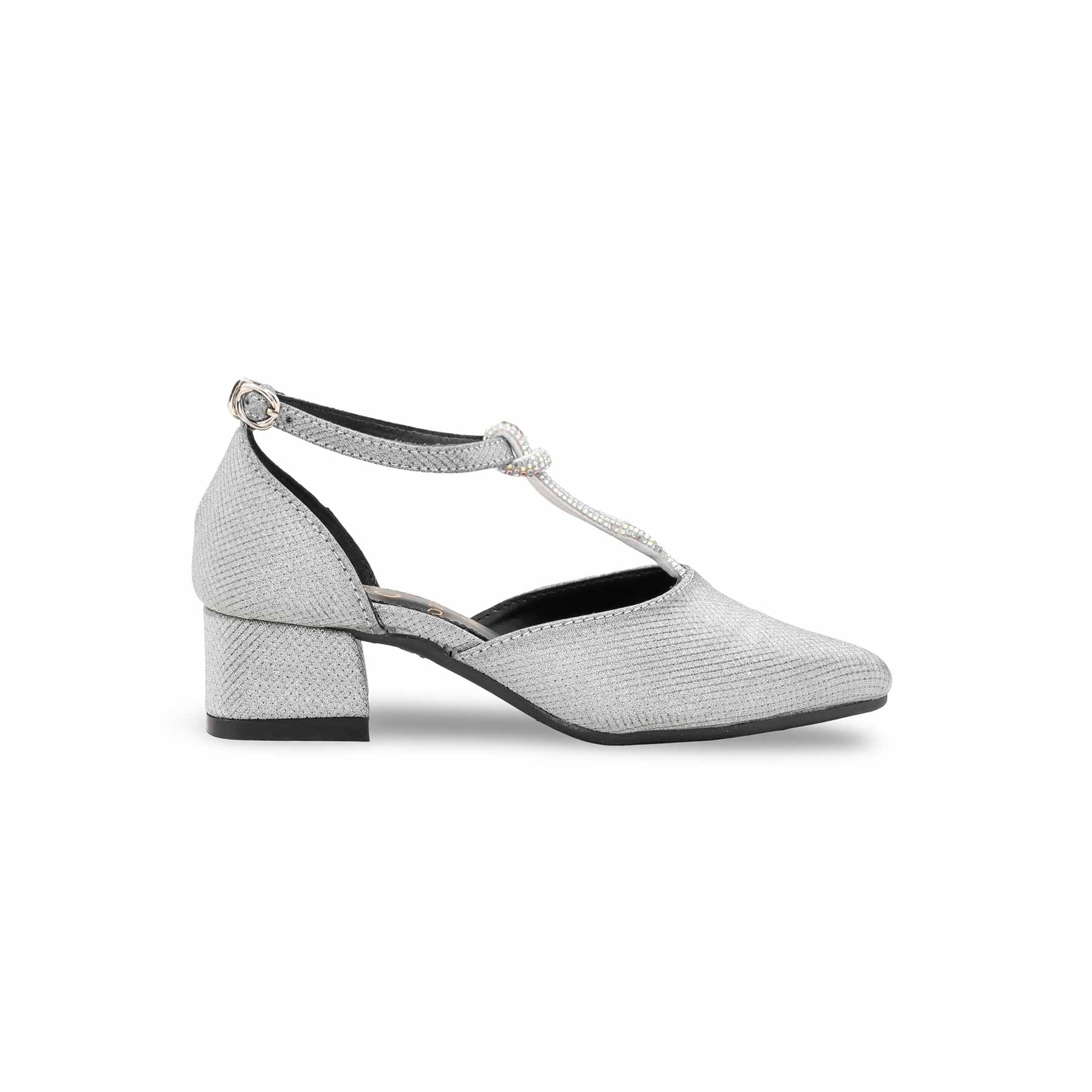Girls Silver Fancy Pumps KD2606 - Image 2