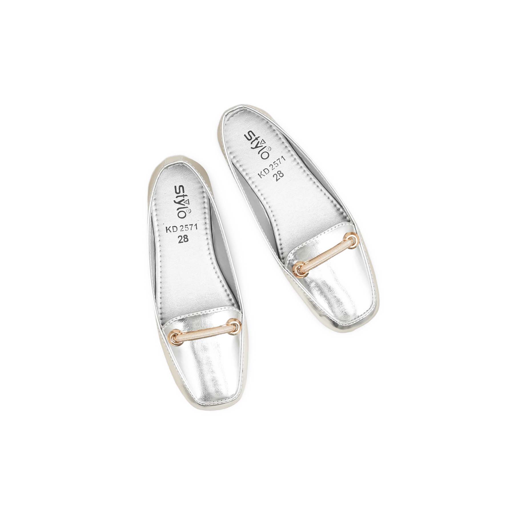 Girls Silver Formal Moccasin KD2571 - Image 5
