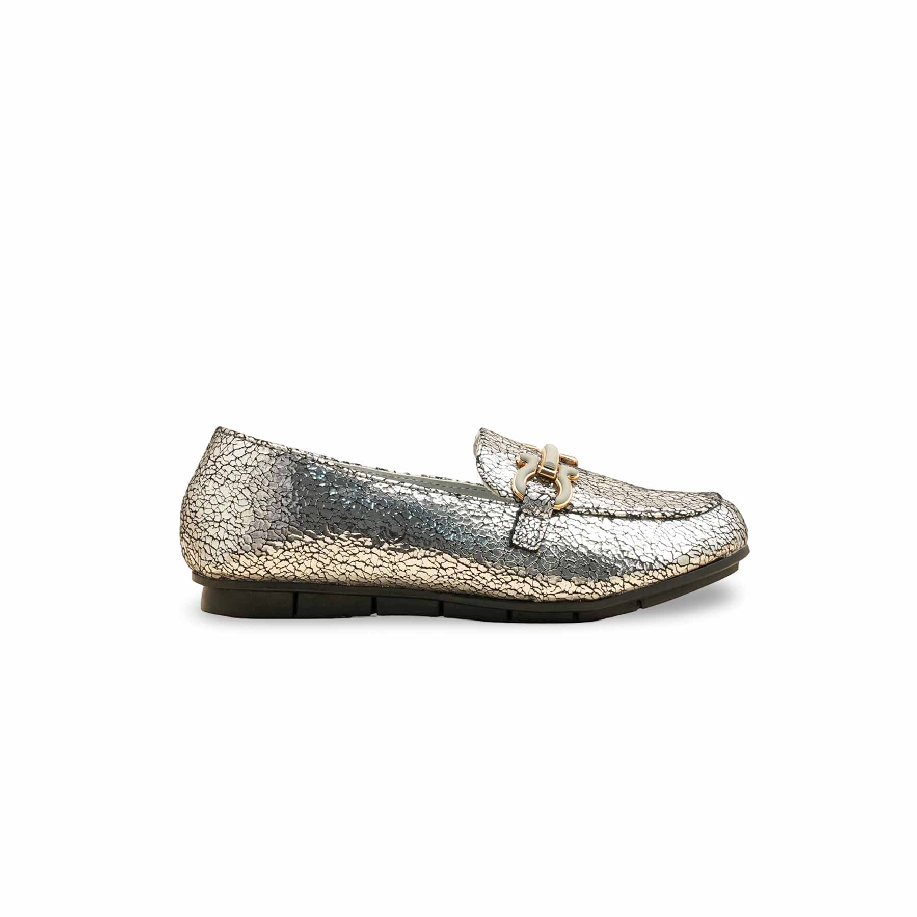 Girls Silver Fancy Moccasin KD2599 - Image 2