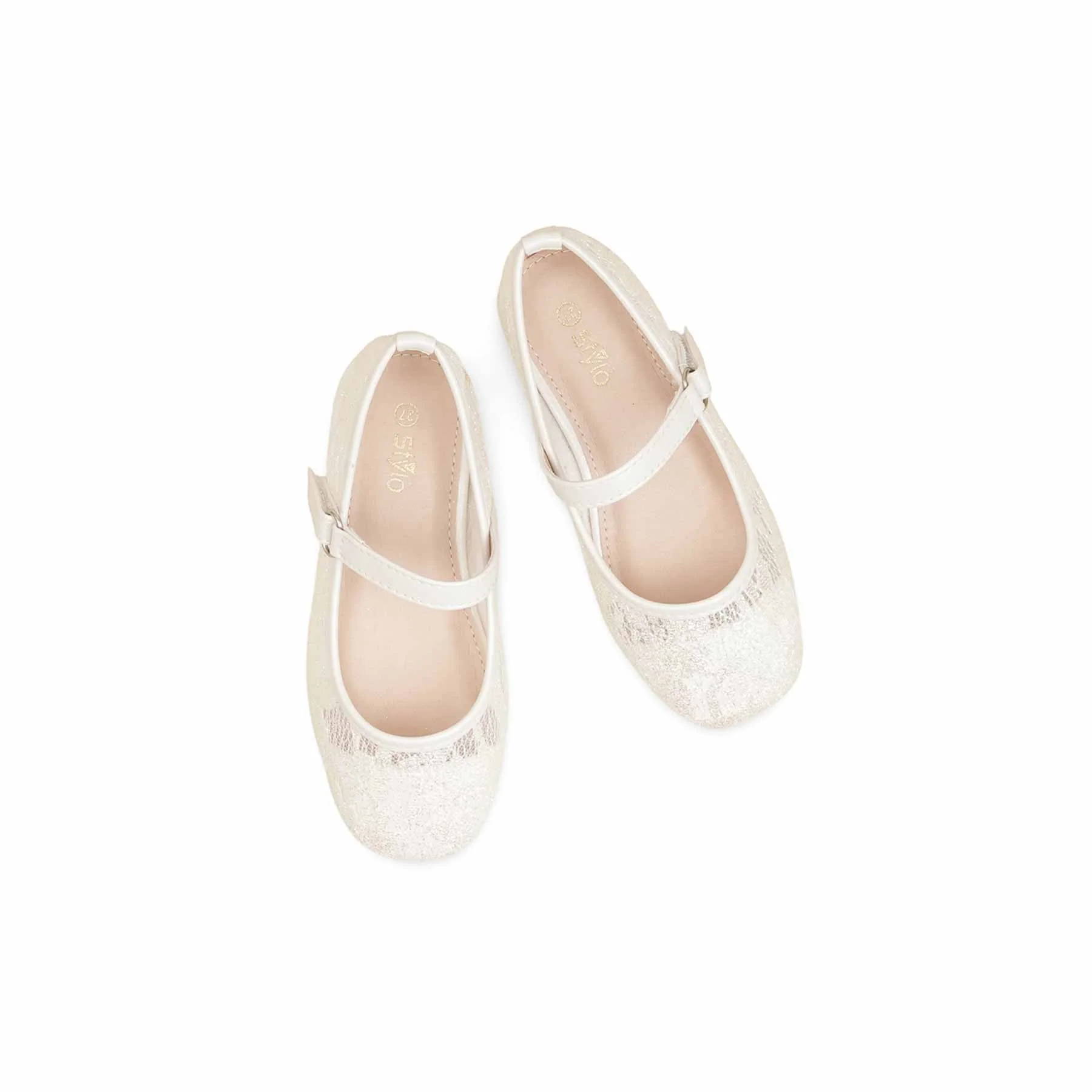 Girls White Casual Pumps KD2464 - Image 5