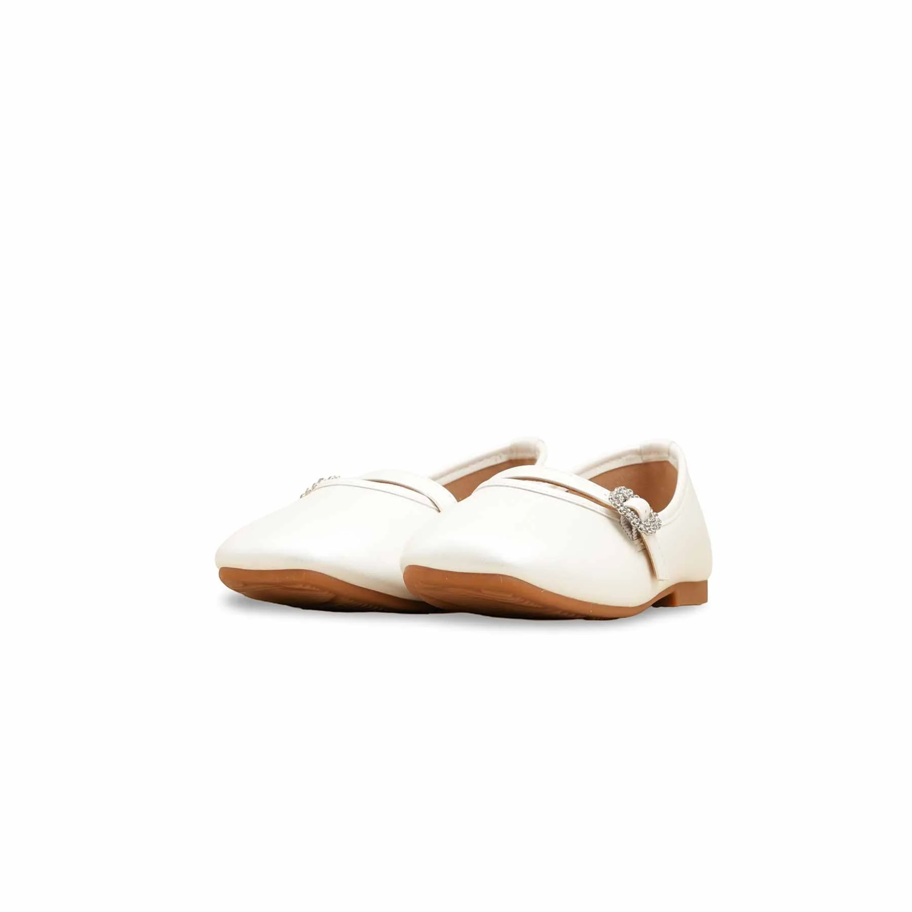 Girls White Fancy Pumps KD2468 - Image 3