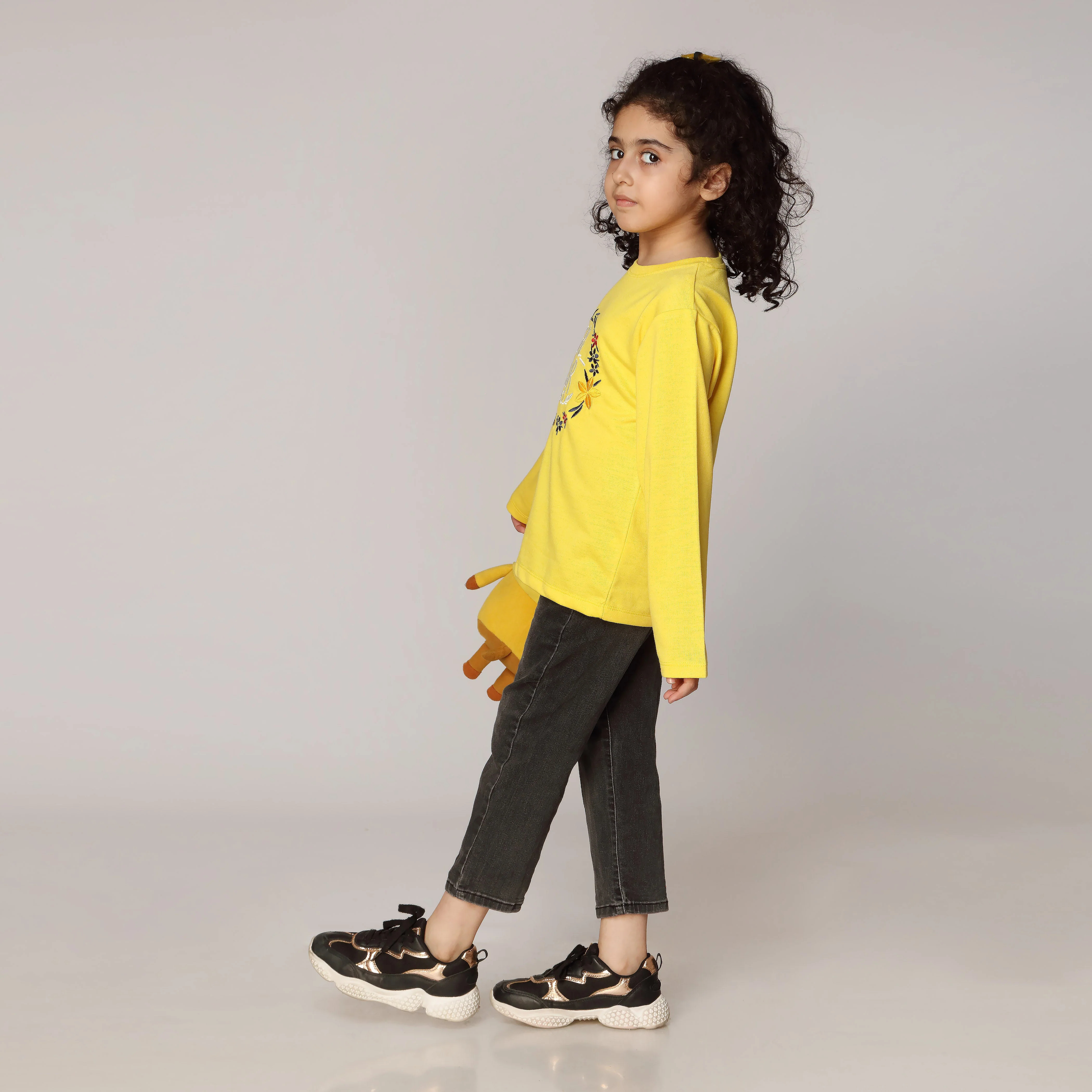 Girls Yellow Embroidered Jersey shirt PW2835 - Image 2