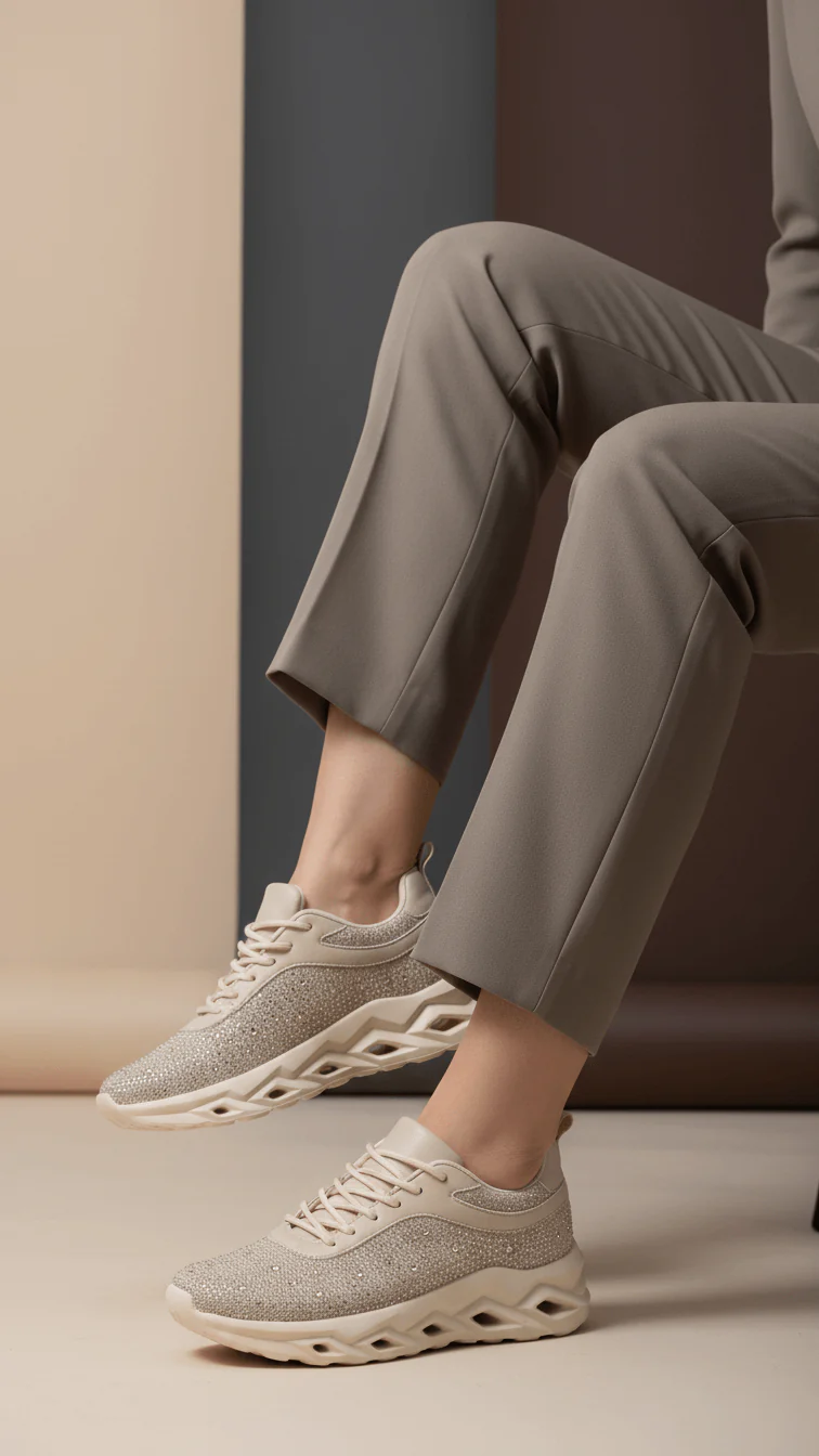 Golden Casual Sneaker For Ladies AT7451 - Image 2
