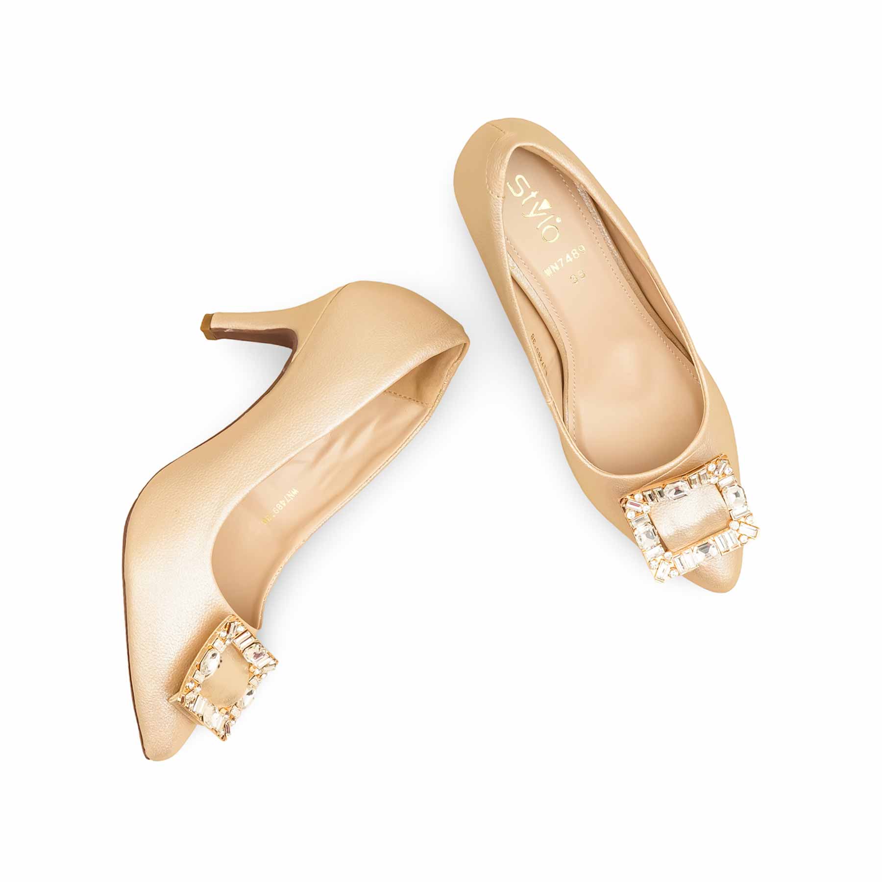 Golden Court Shoes For Ladies WN7489 - Image 5