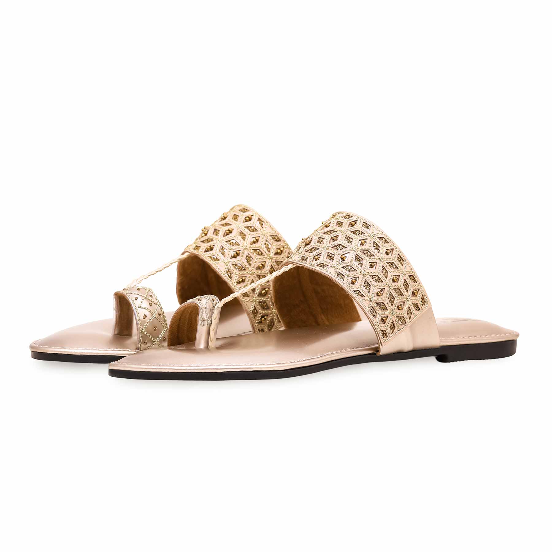 Golden Ethnic Chappal EC0176 - Image 2