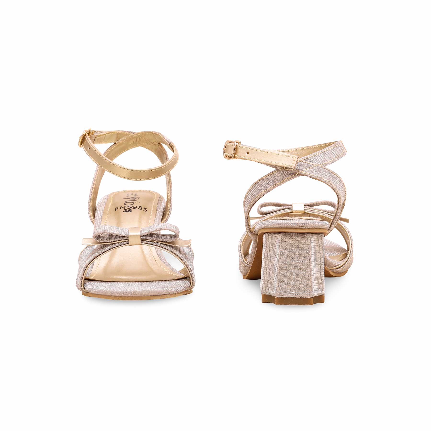 Golden Fancy Block Heel Sandal FN5985 - Image 4