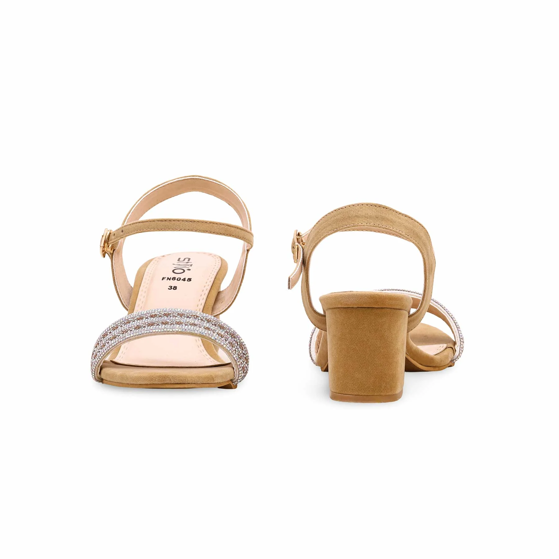 Golden Fancy Block Heel Sandal FN6045 - Image 4