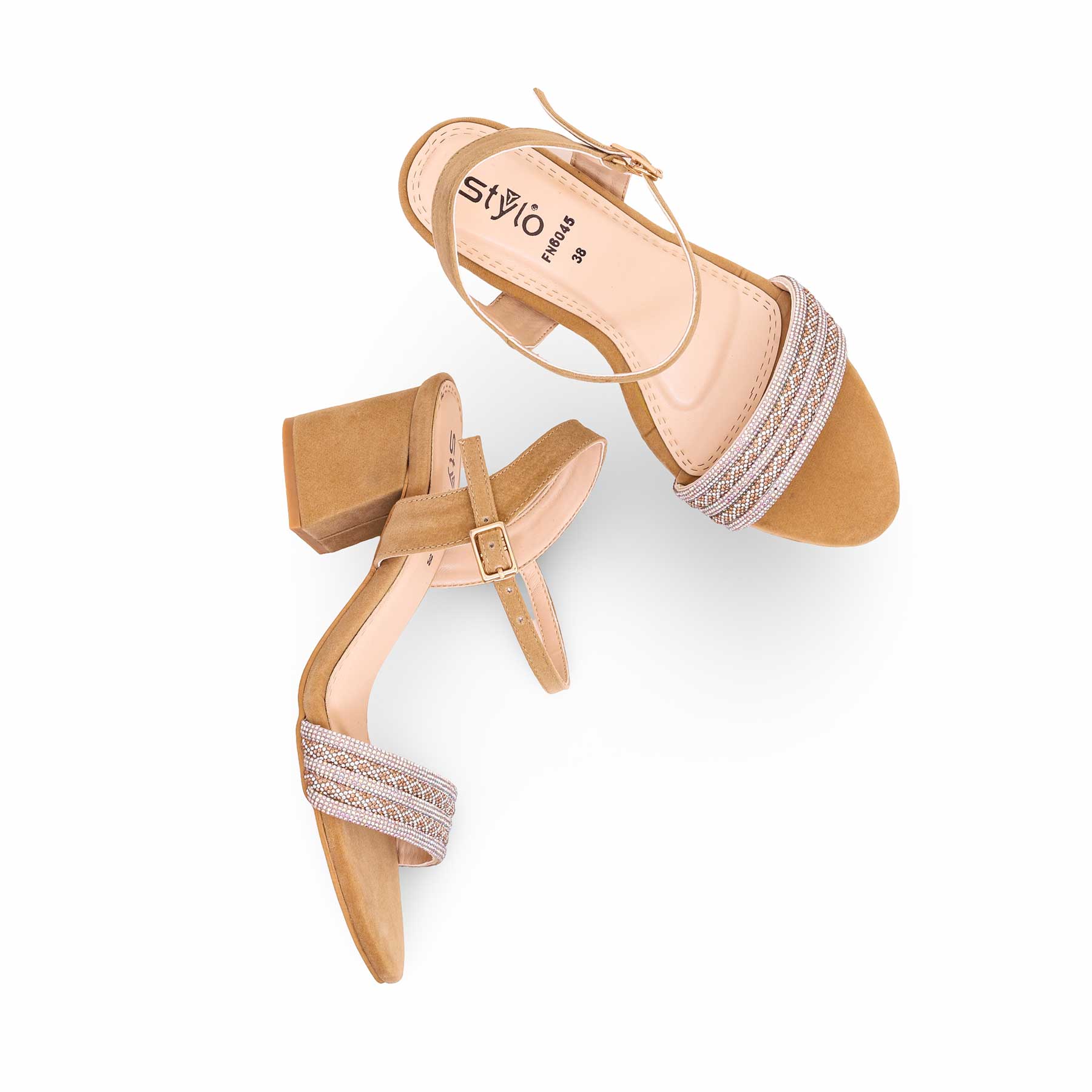 Golden Fancy Block Heel Sandal FN6045 - Image 5