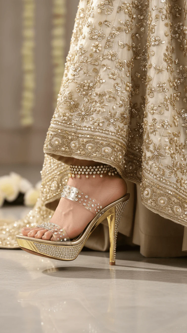 Golden Fancy Bridal Sandal FN7664 - Image 2