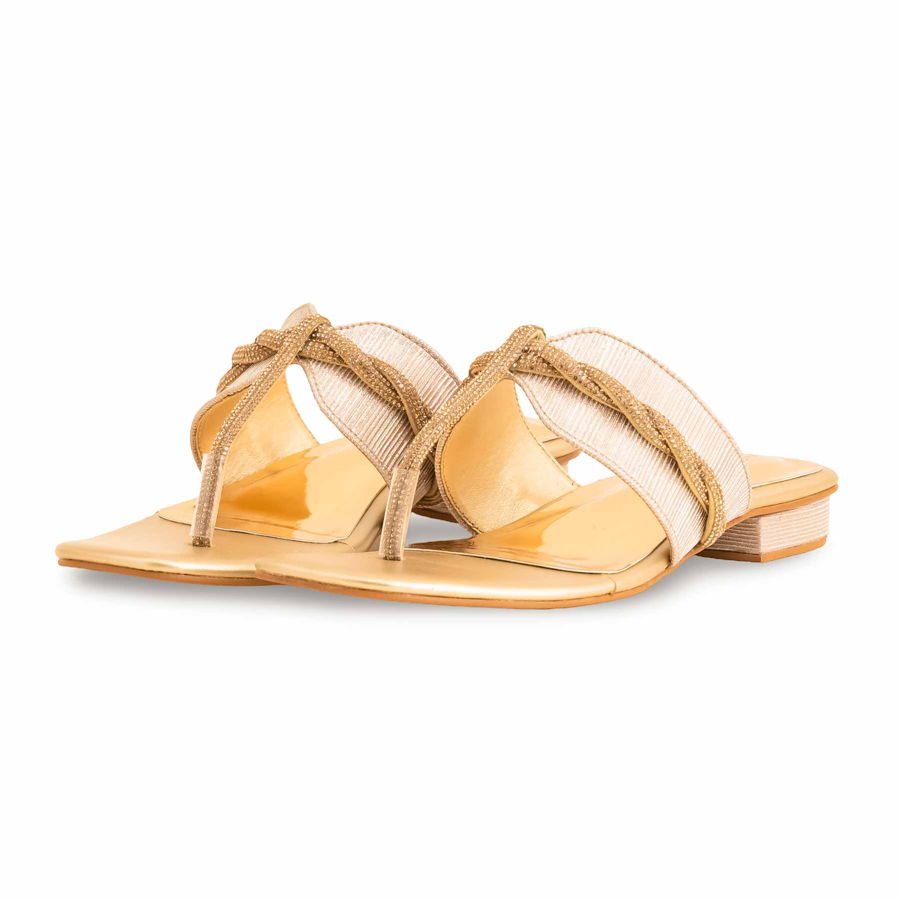 Golden Fancy Chappal For Ladies FN0803 - Image 3