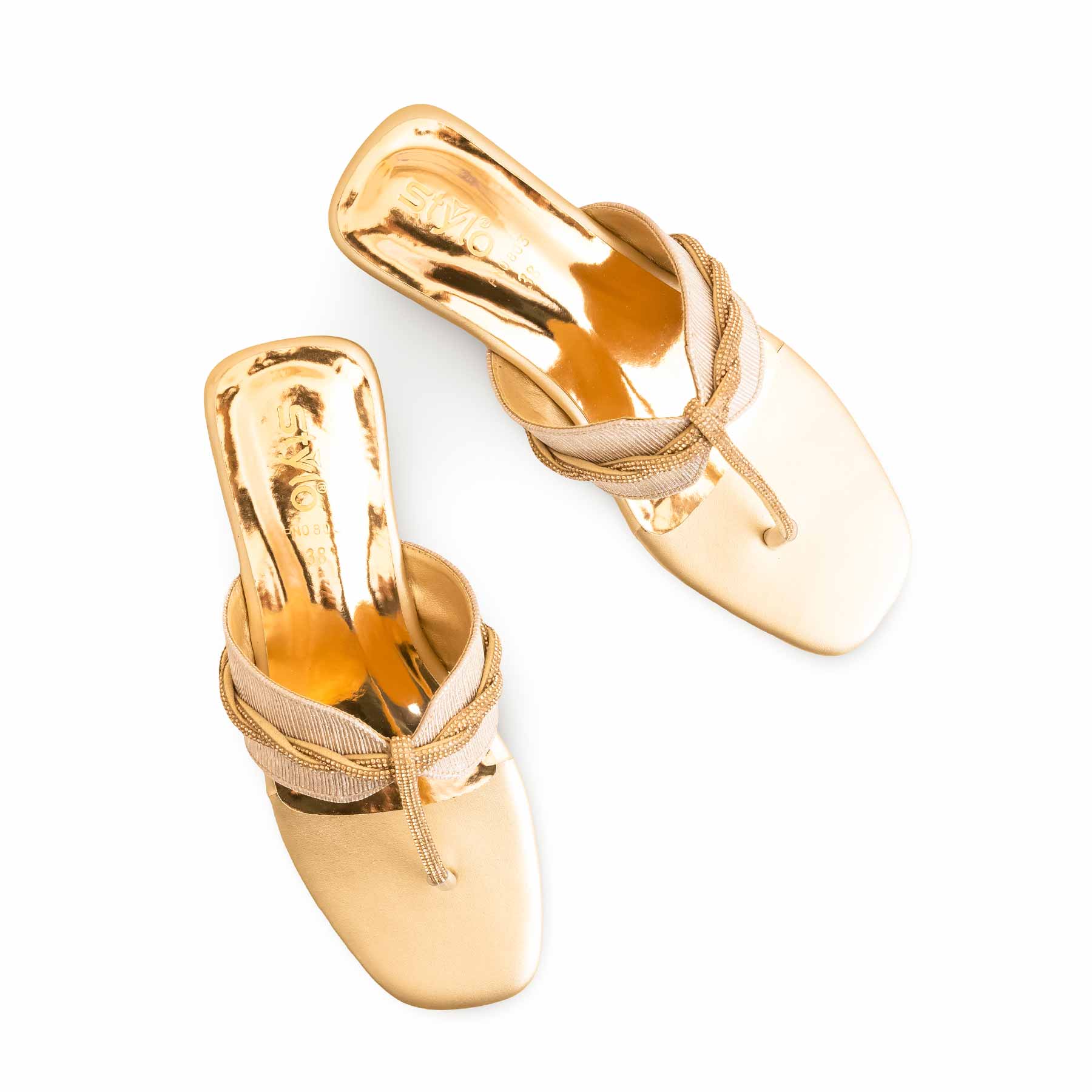 Golden Fancy Chappal For Ladies FN0803 - Image 5