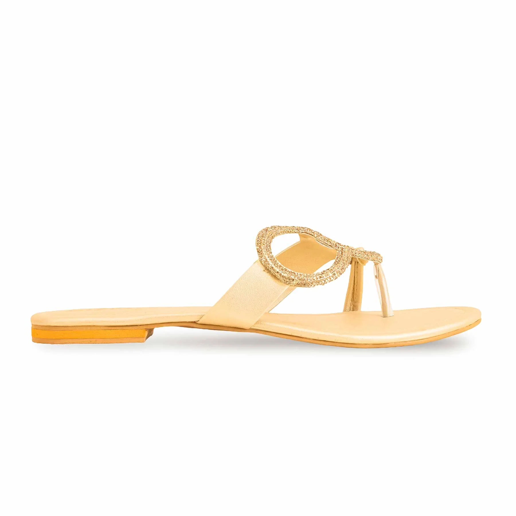 Golden Fancy Chappal For Women FN0775 - Image 2