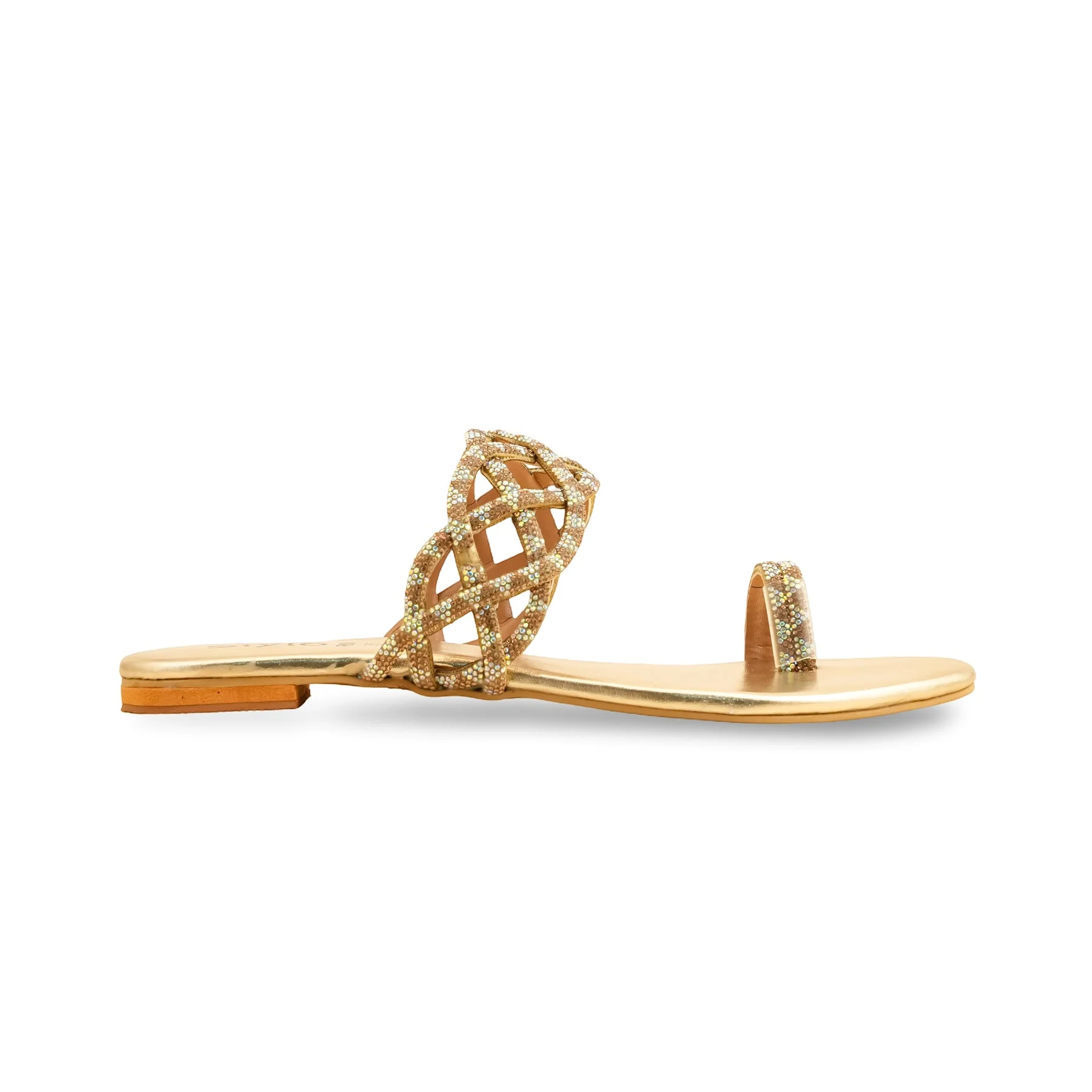 Golden Fancy Chappal For Women FN0804 - Image 3