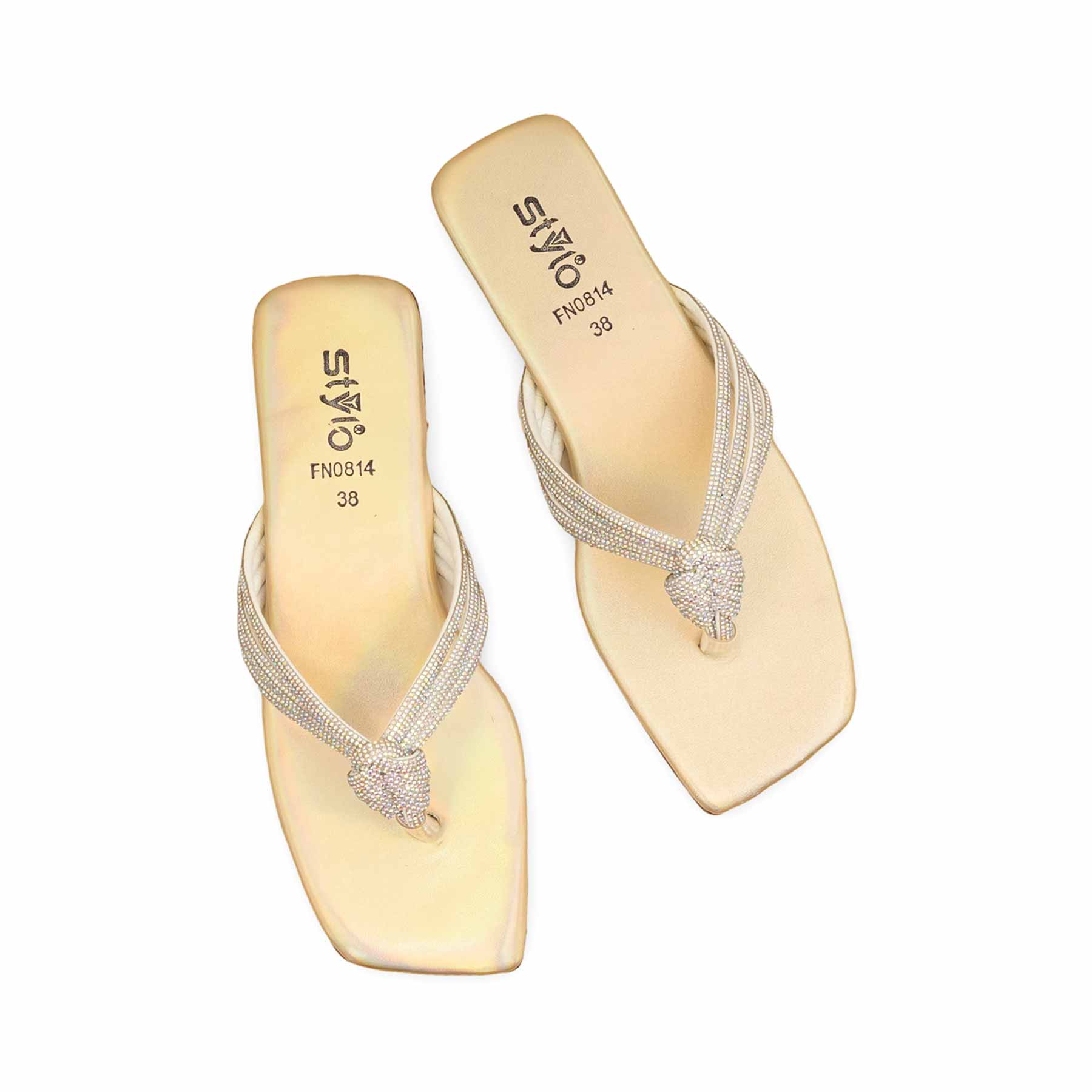 Golden Fancy Chappal For Women FN0814 - Image 5