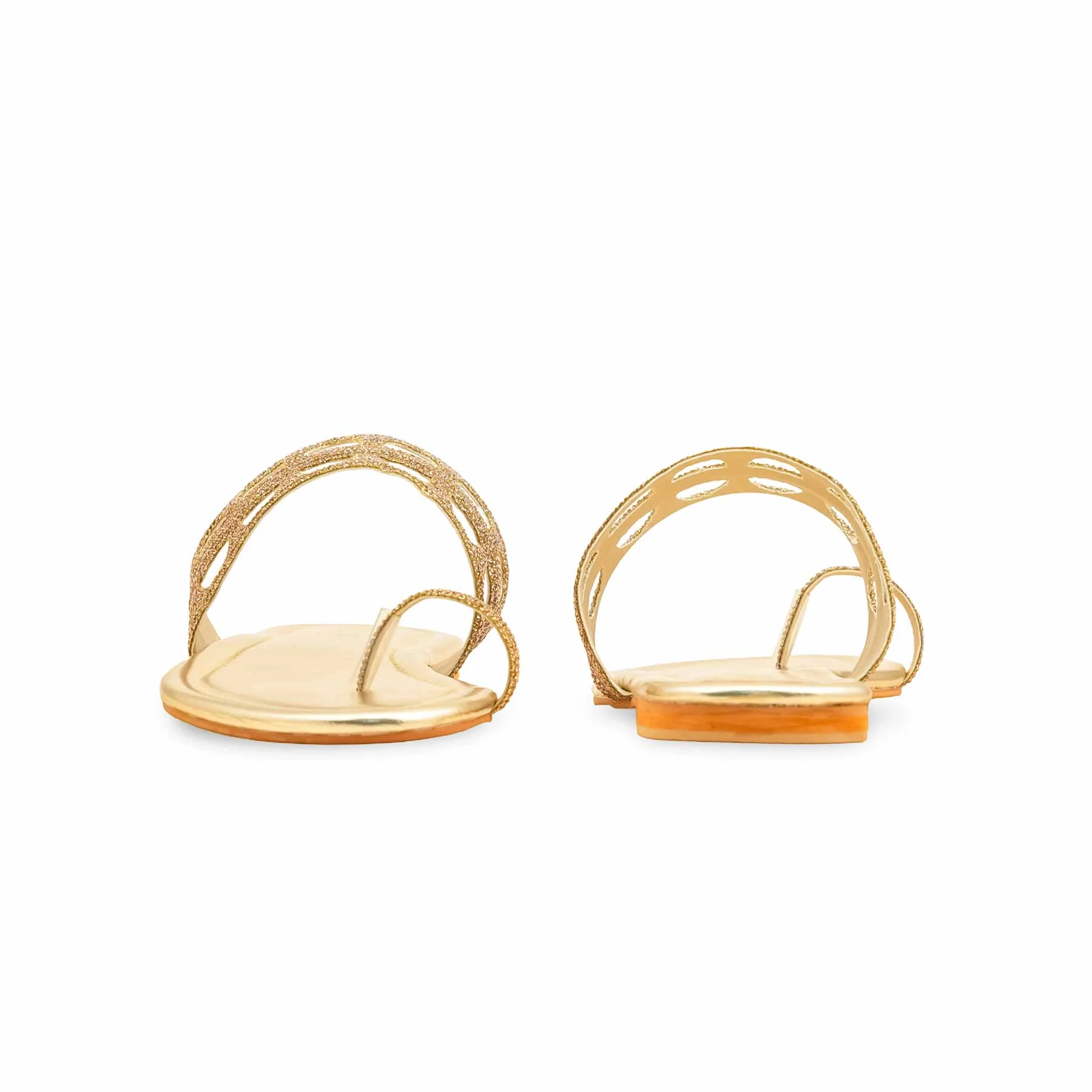 Golden Fancy Chappal For Women FN0816 - Image 4