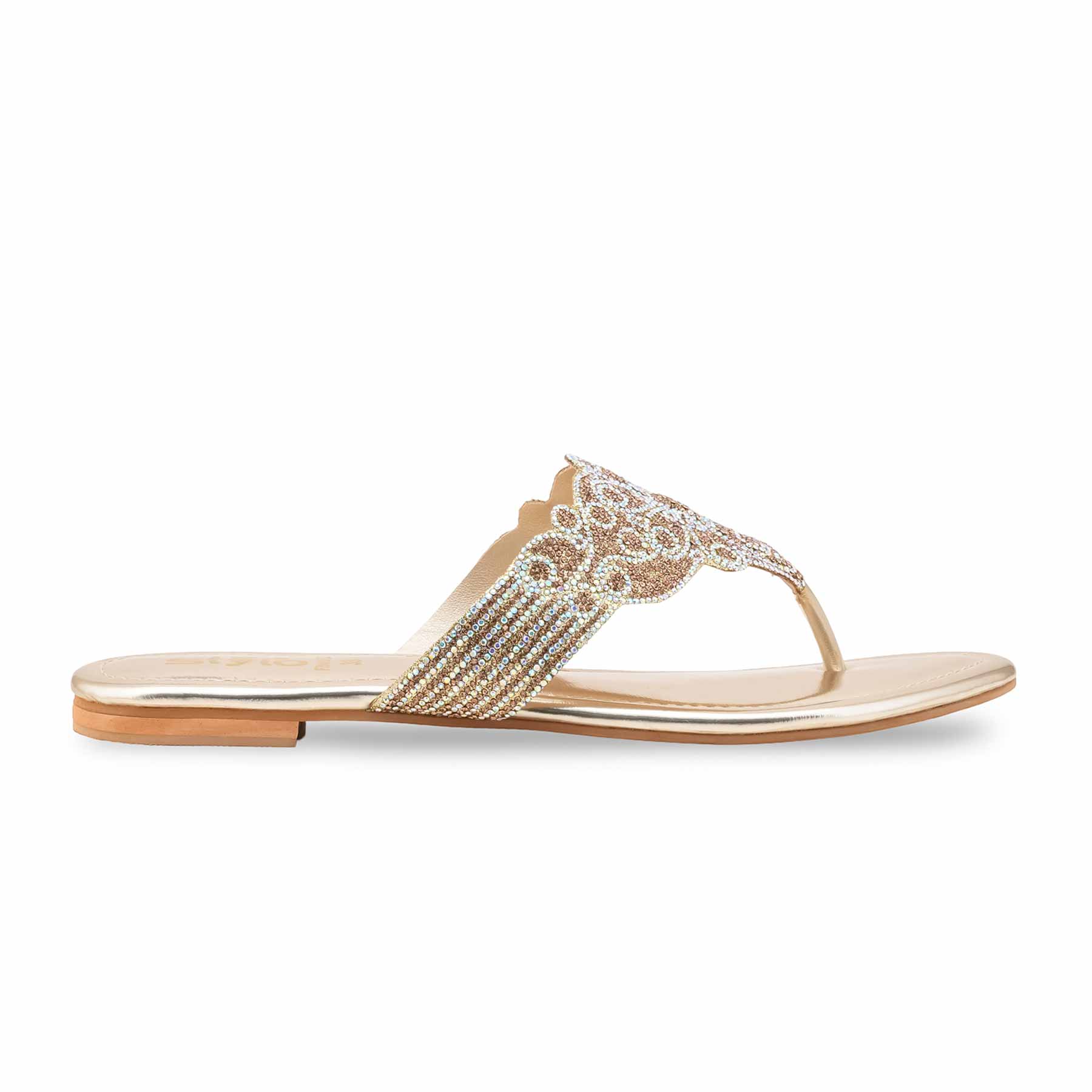 Golden Fancy Chappal For Women FN0827 - Image 2