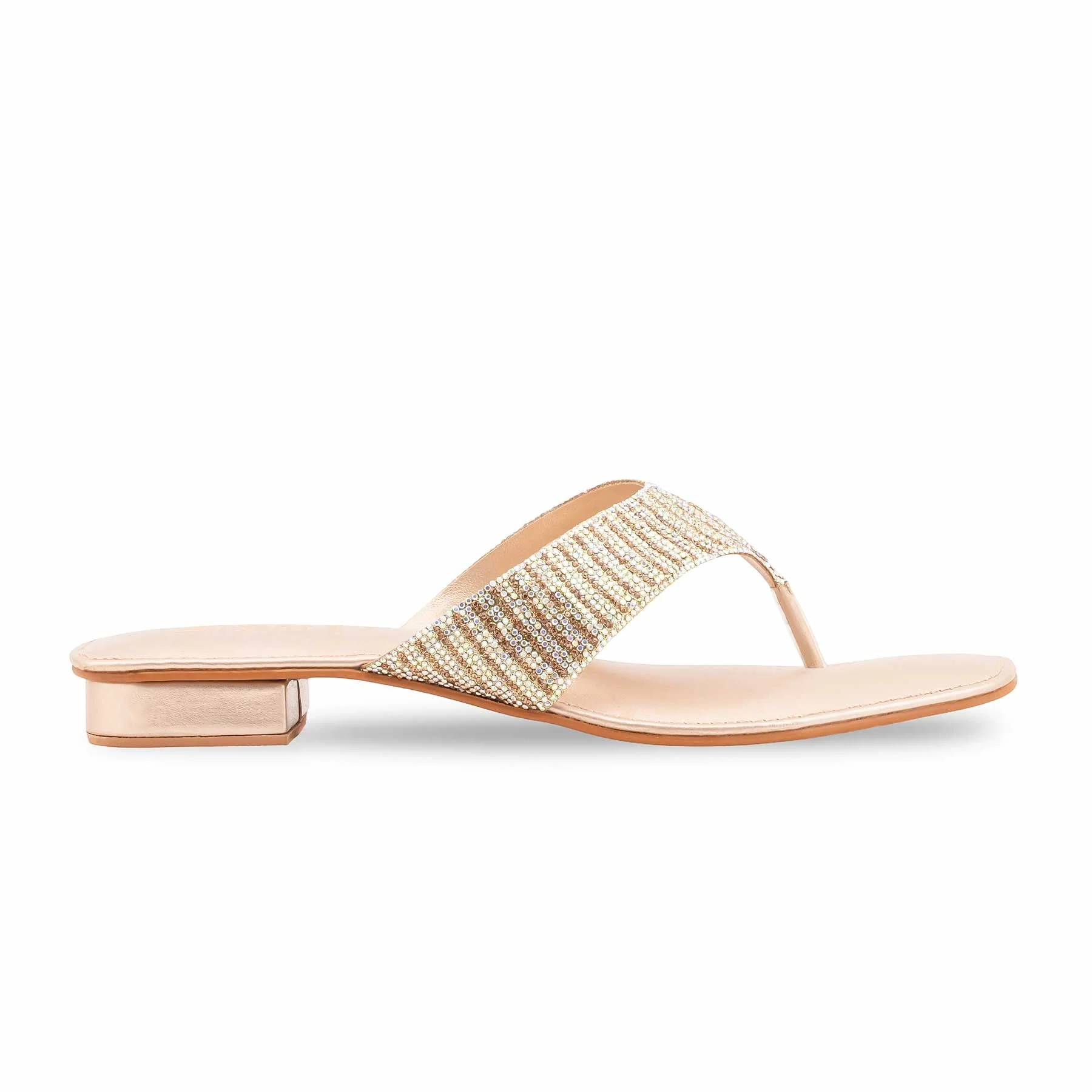 Golden Fancy Chappal For Women FN0832 - Image 2