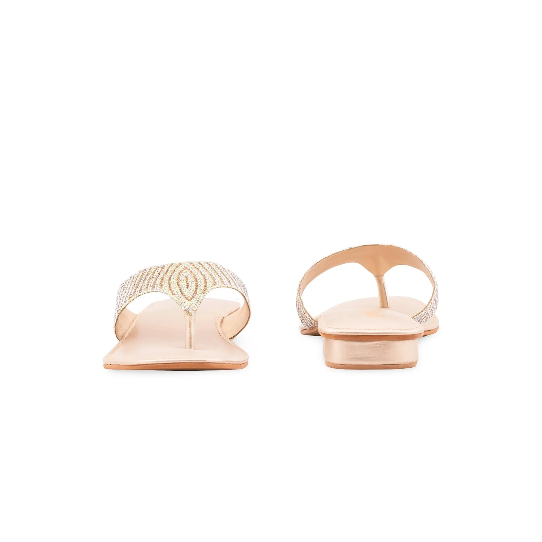 Golden Fancy Chappal For Women FN0832 - Image 4