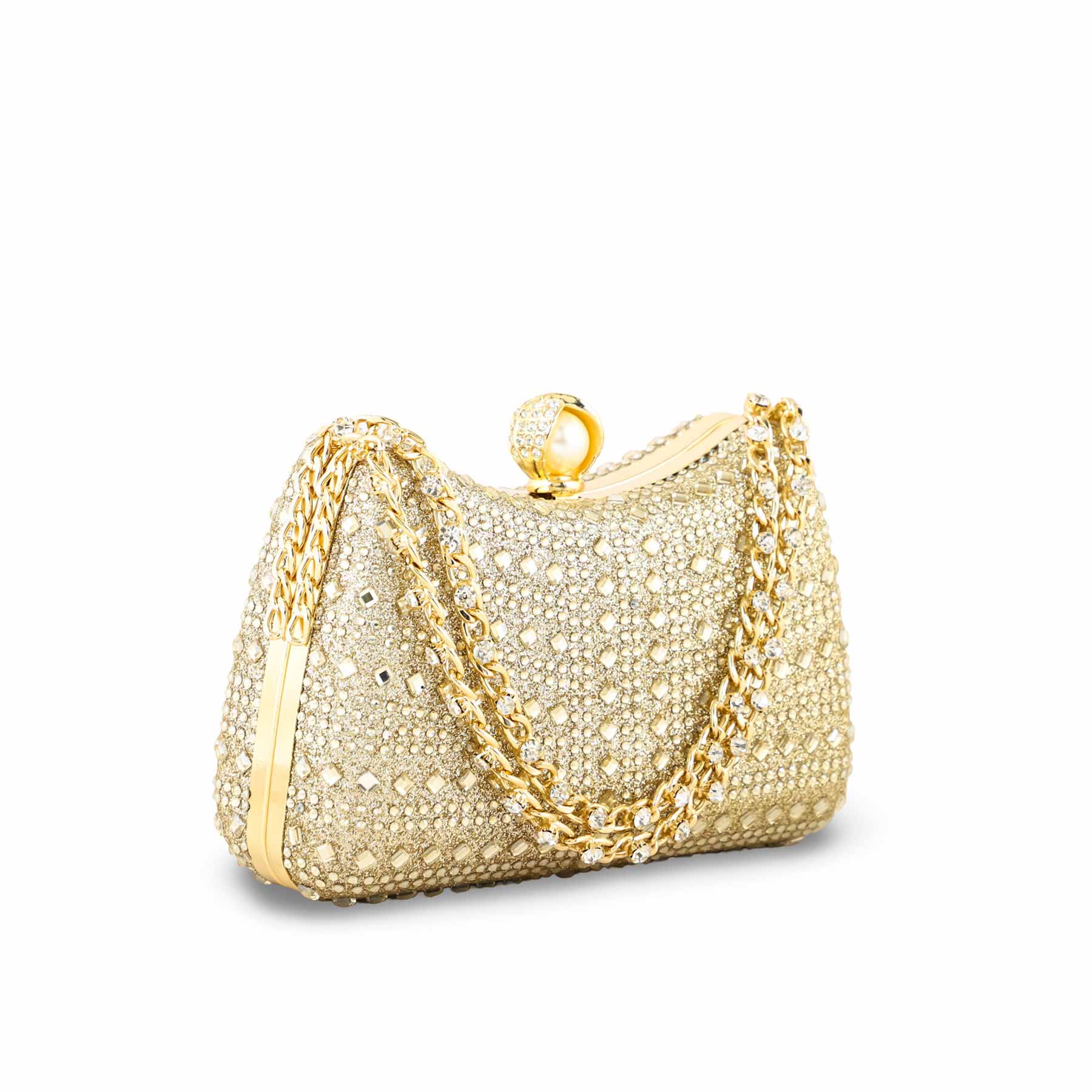 Golden Fancy Clutch For Ladies P24385 - Image 3