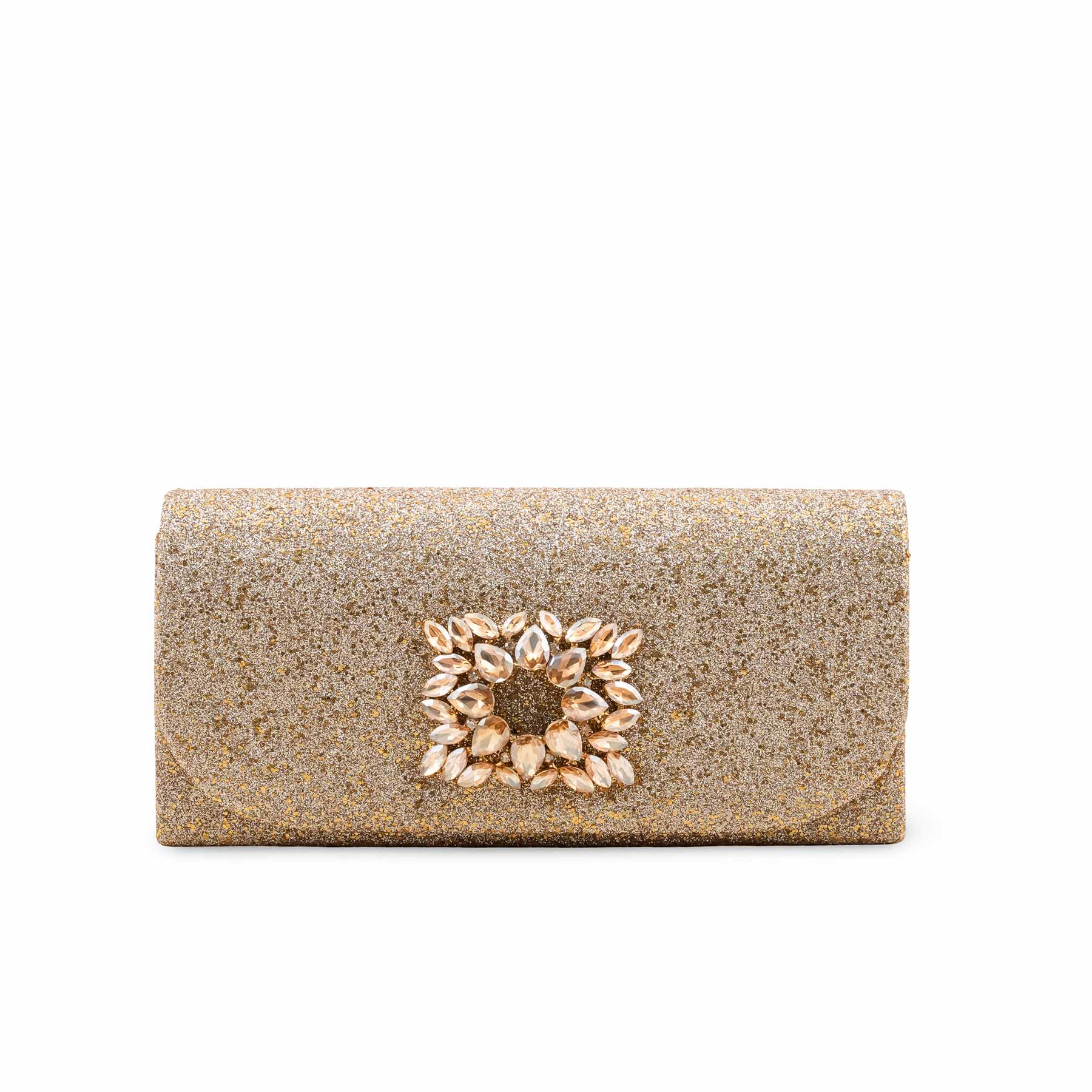 Golden Fancy Clutch For Ladies P24415 - Image 2