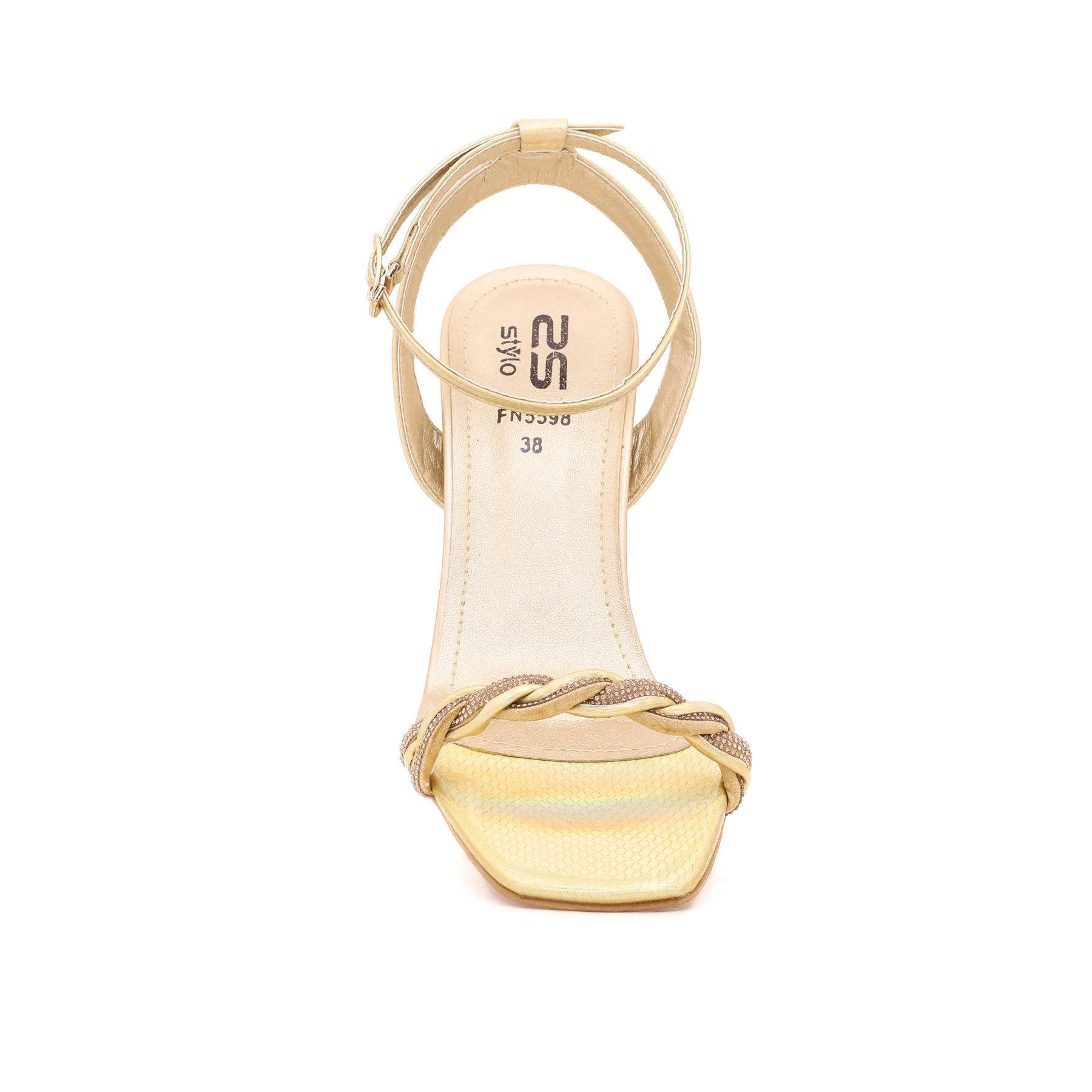Women Golden Fancy Sandal FN5598 - Image 3