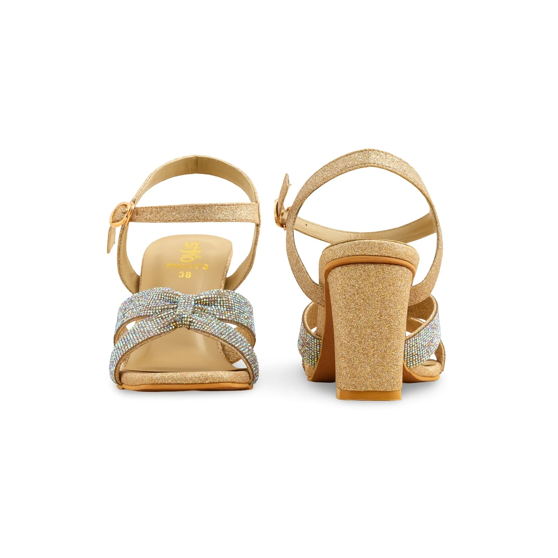 Golden Fancy Sandal For Ladies FN6079 - Image 4
