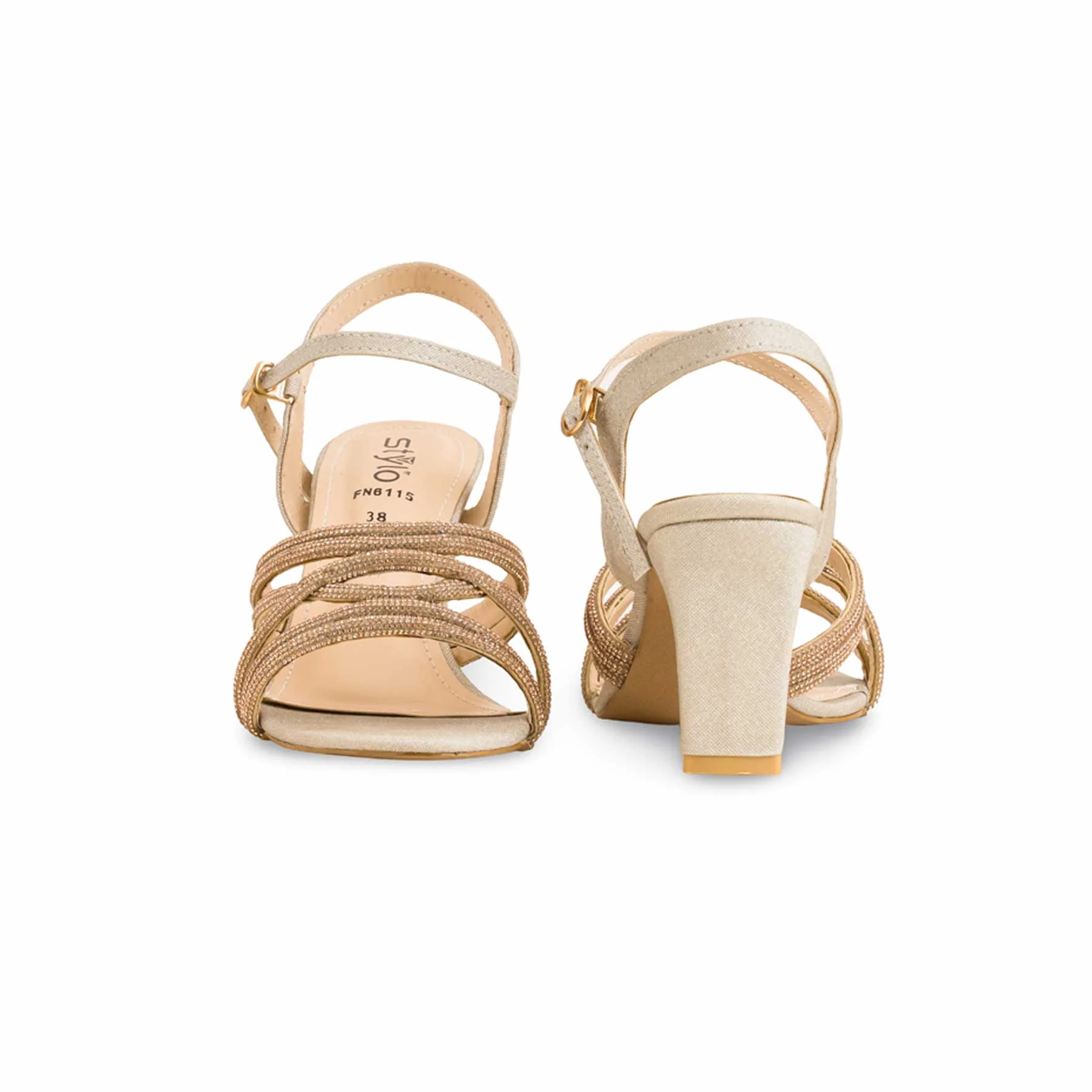 Golden Fancy Sandal For Ladies FN6115 - Image 4