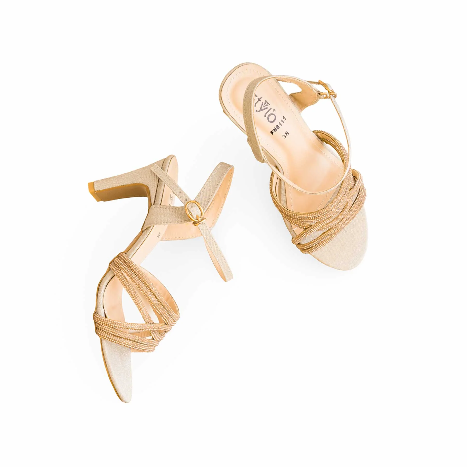 Golden Fancy Sandal For Ladies FN6115 - Image 5