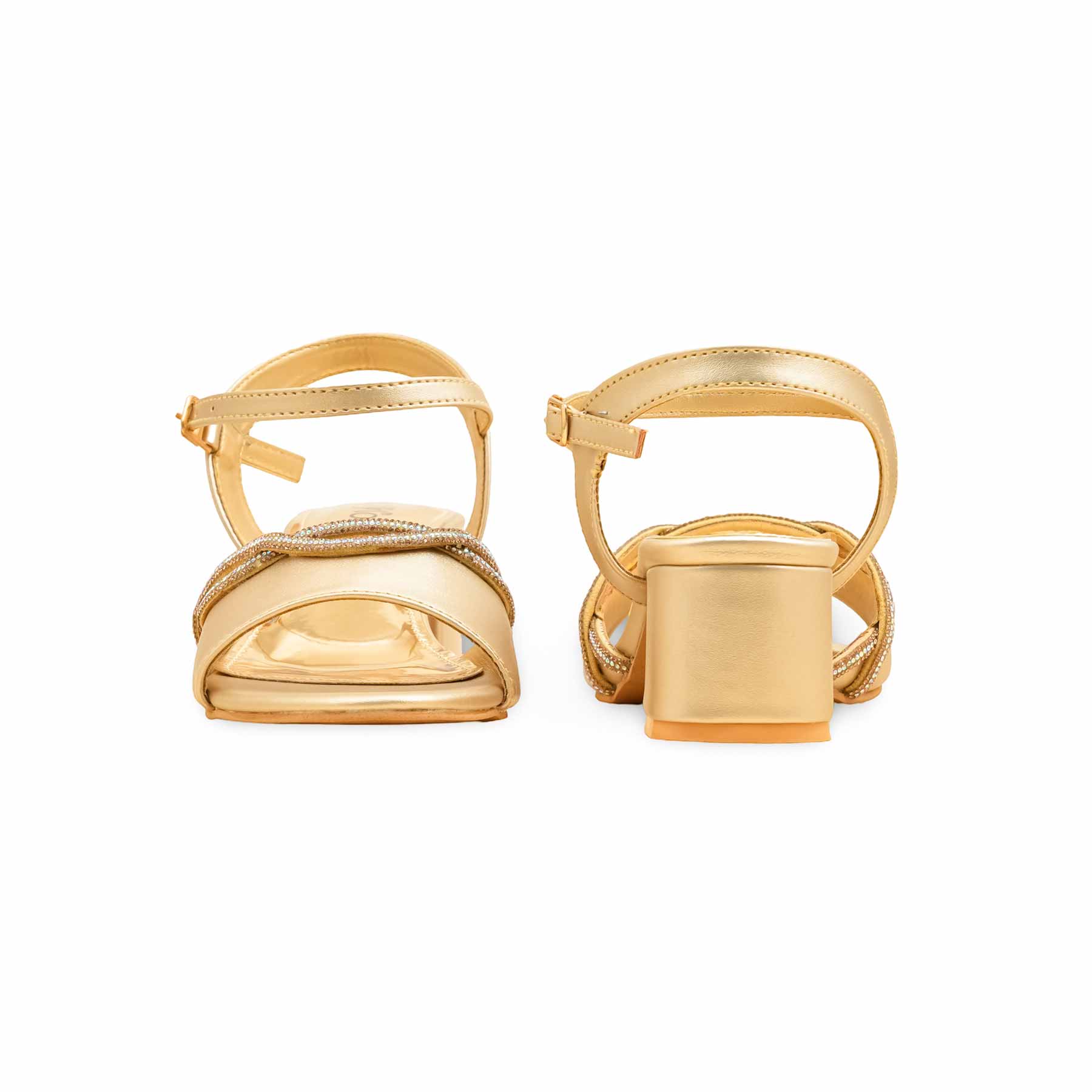 Golden Fancy Sandal For Ladies FN6158 - Image 4