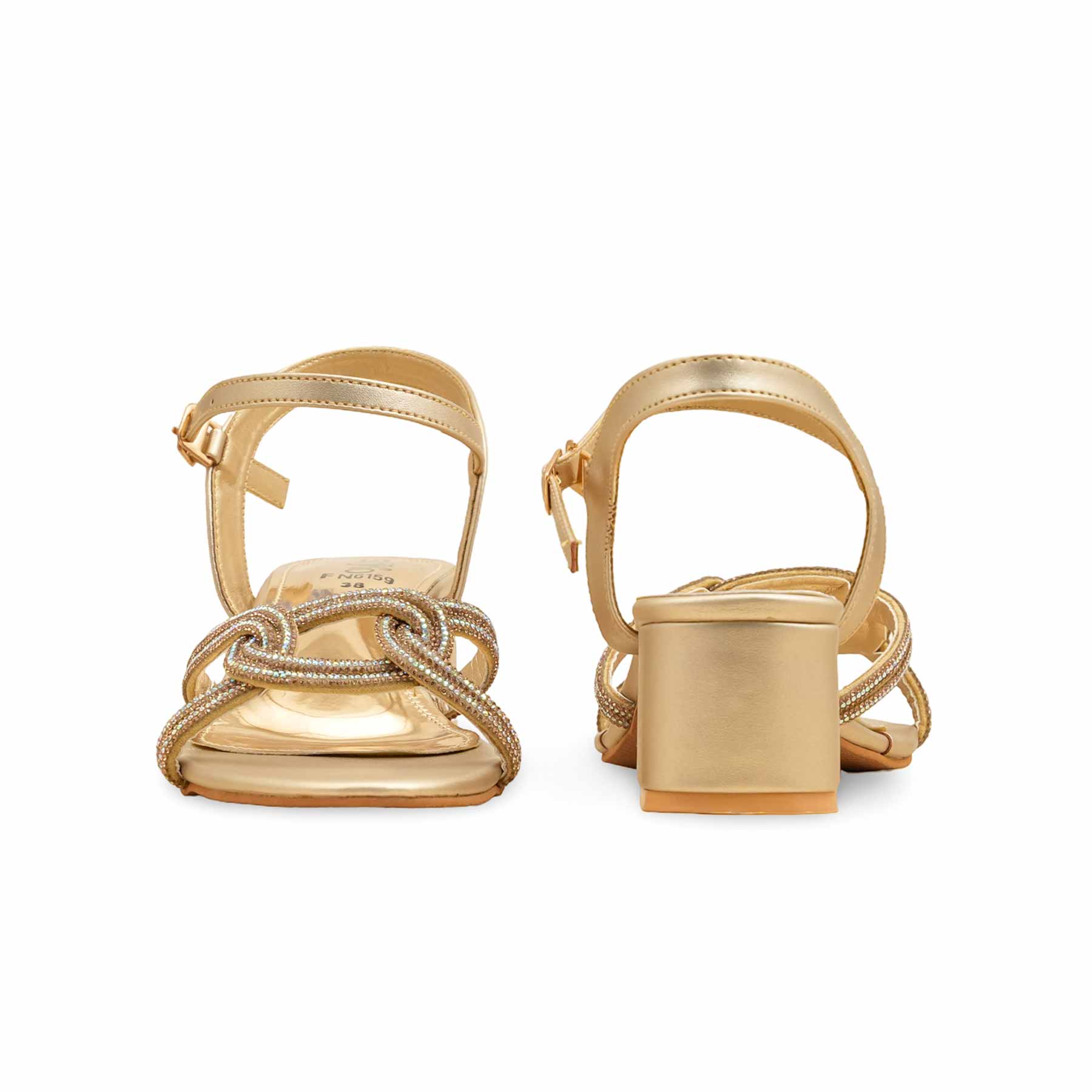 Golden Fancy Sandal For Ladies FN6159 - Image 4
