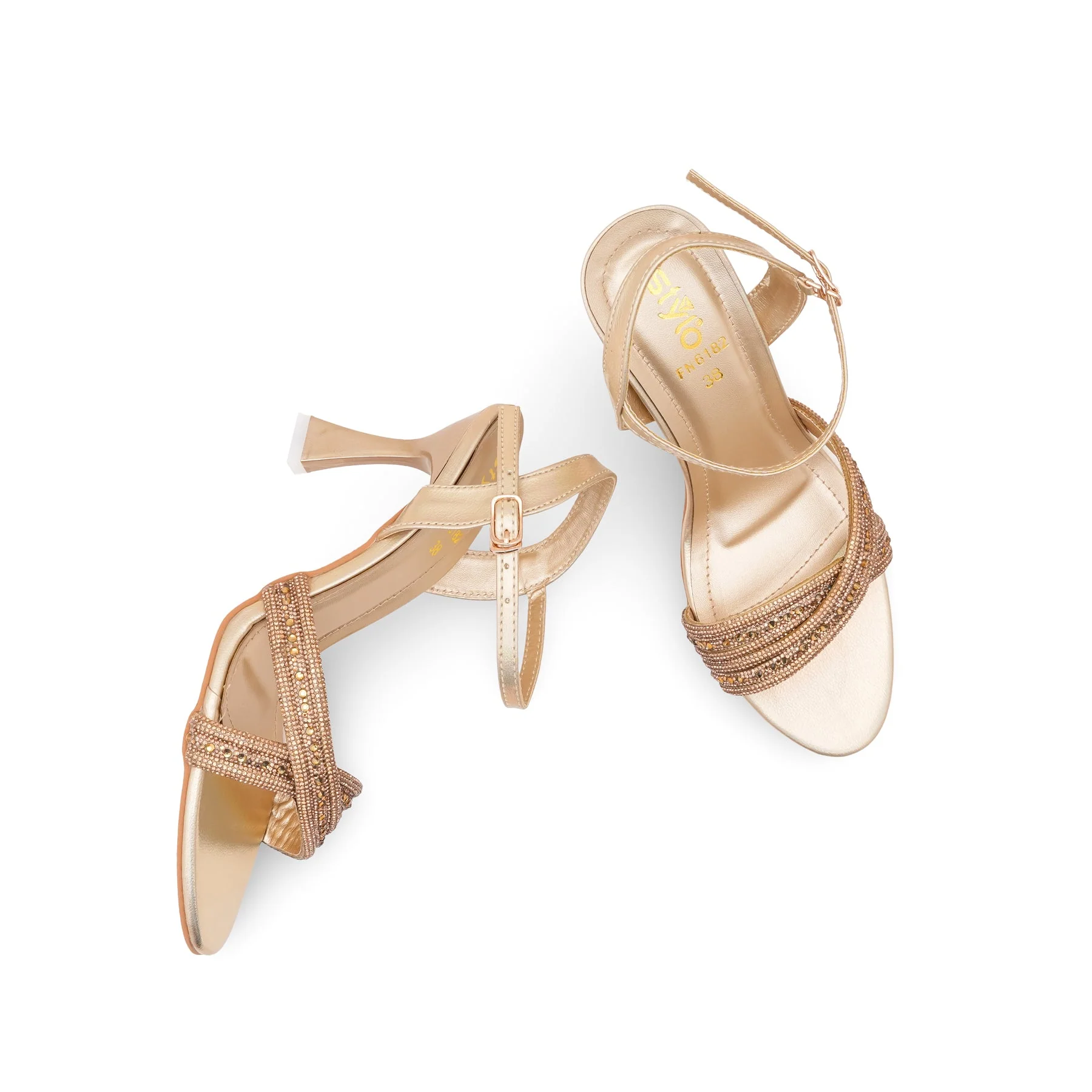 Golden Fancy Sandal For Ladies FN6182 - Image 5