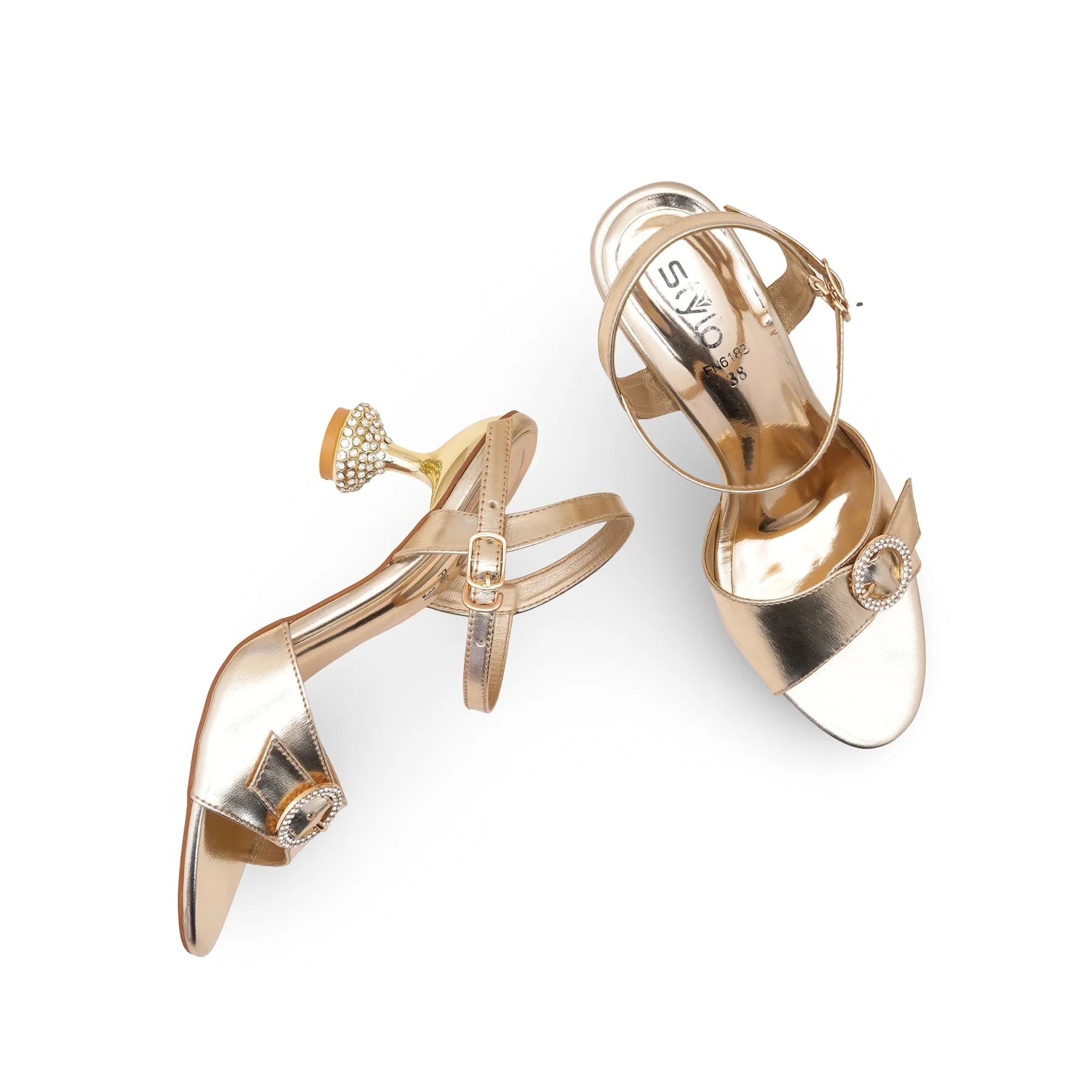 Golden Fancy Sandal For Ladies FN6183 - Image 5