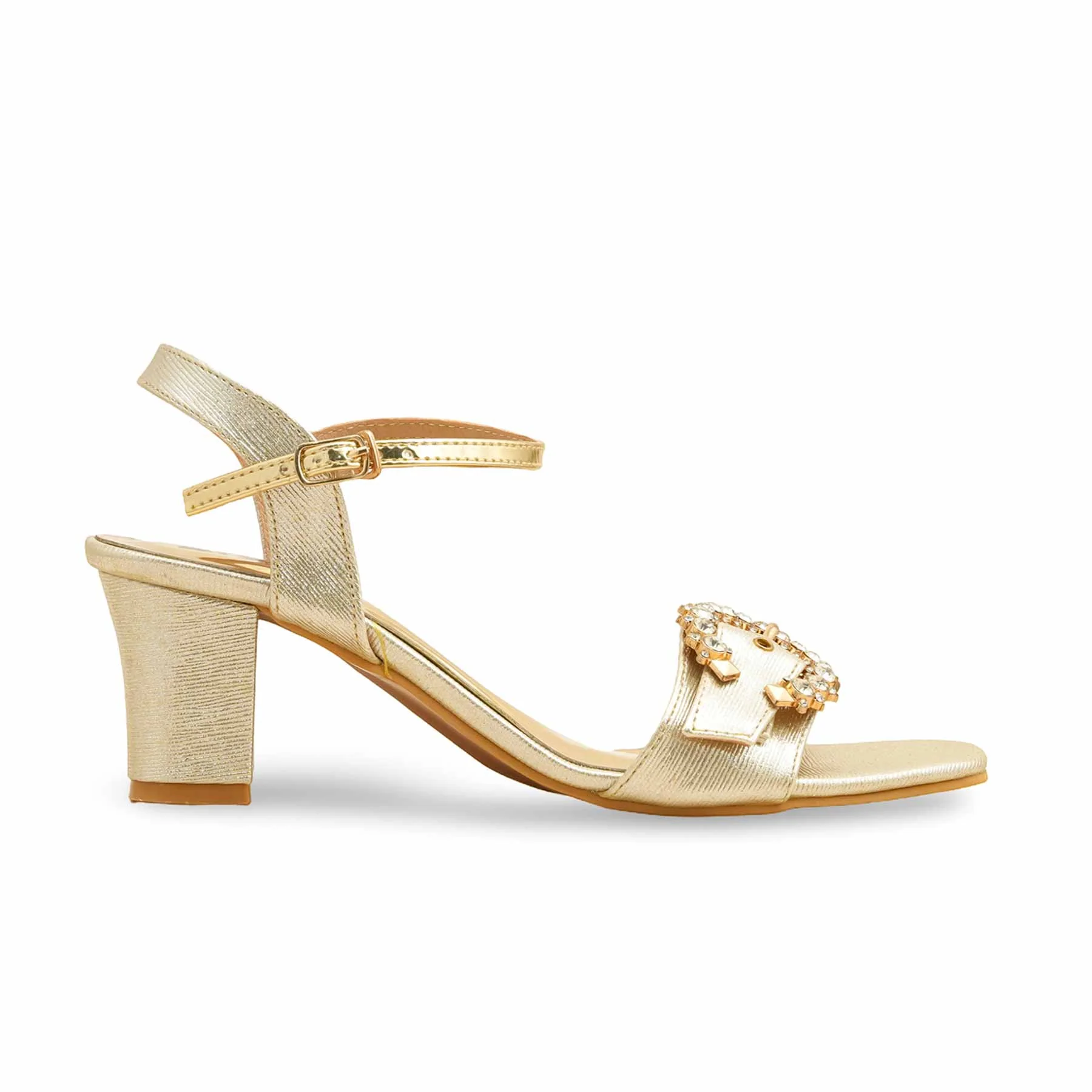 Golden Fancy Sandal For Ladies FN6206 - Image 2