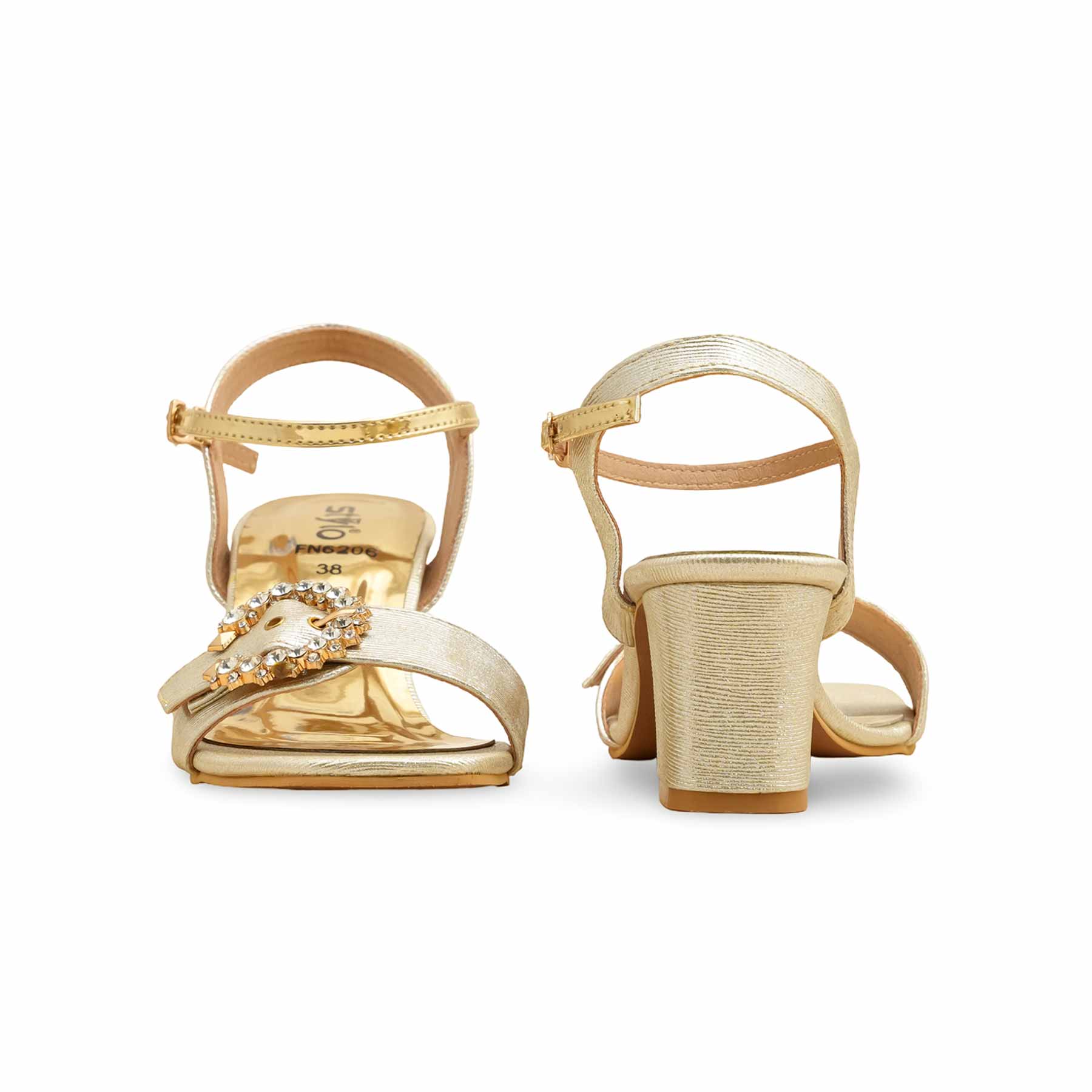 Golden Fancy Sandal For Ladies FN6206 - Image 4