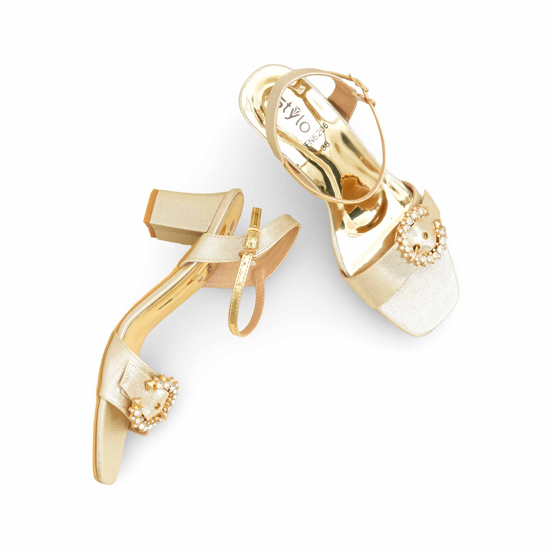Golden Fancy Sandal For Ladies FN6206 - Image 5