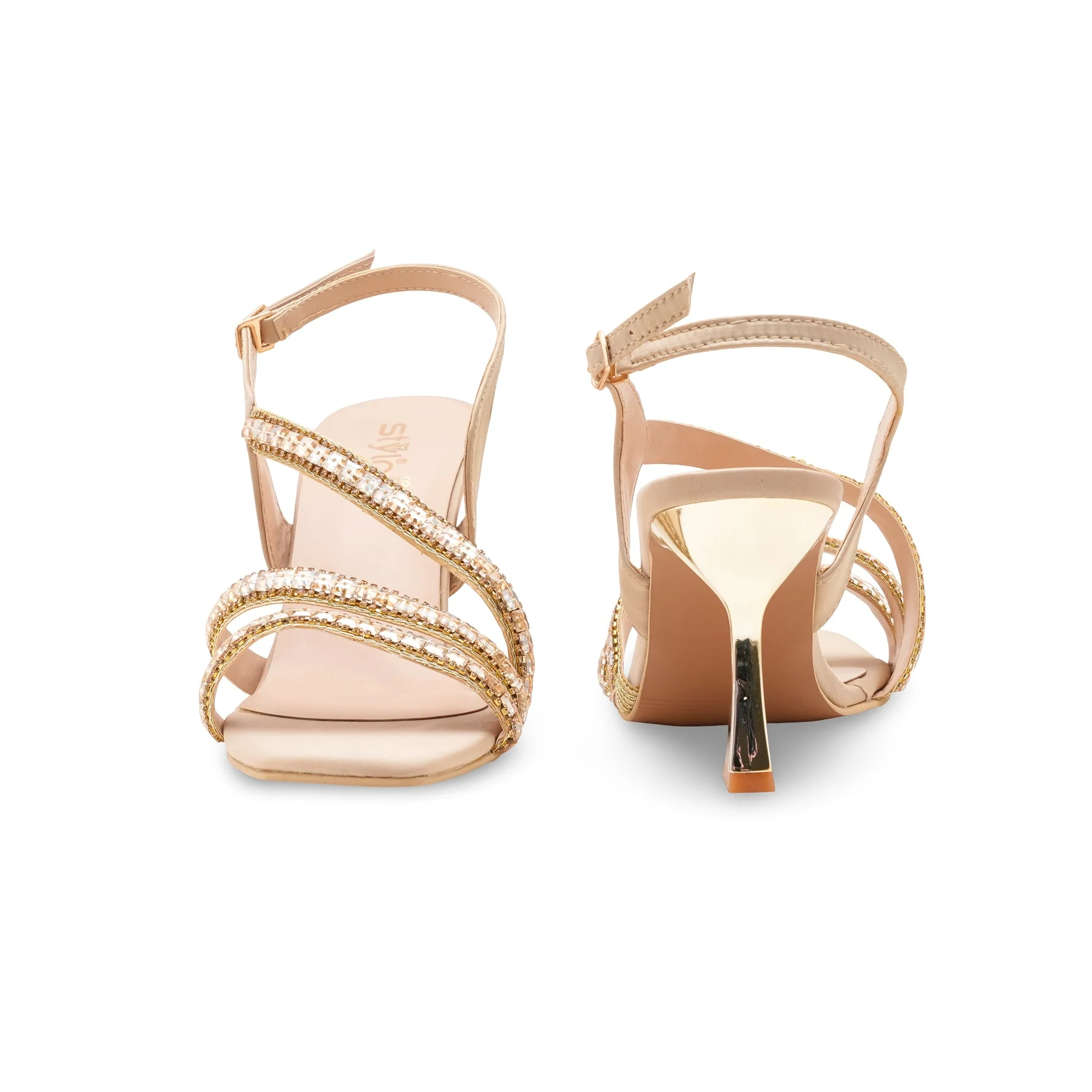 Golden Fancy Sandal For Ladies FN6208 - Image 4