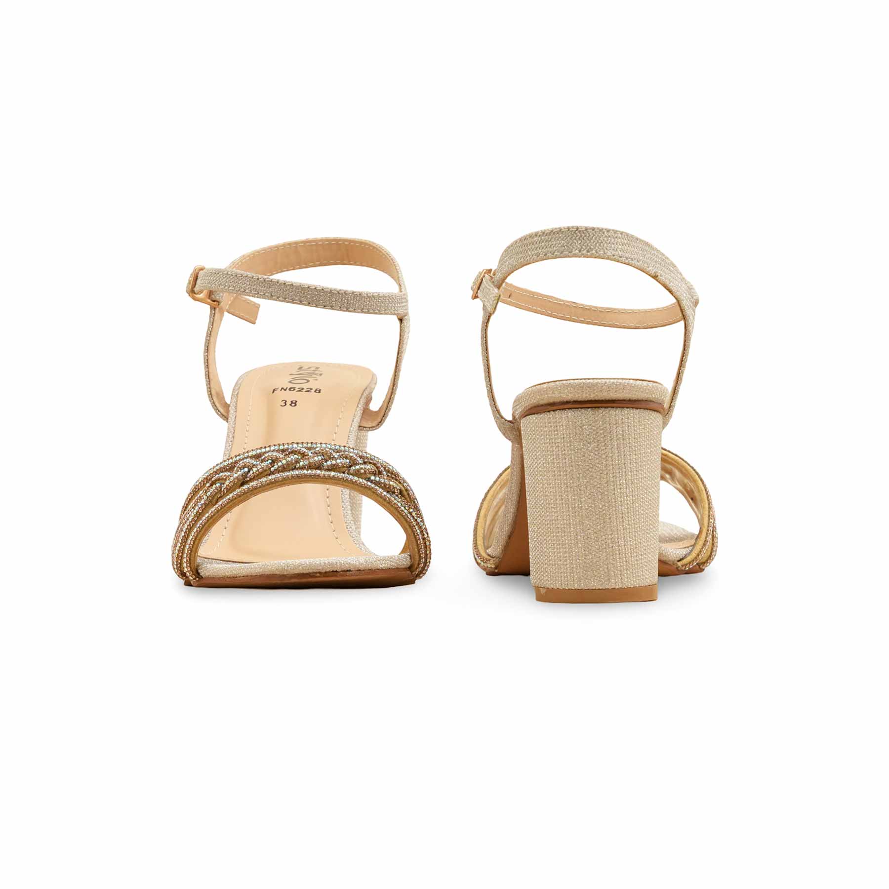Golden Fancy Sandal For Ladies FN6228 - Image 4
