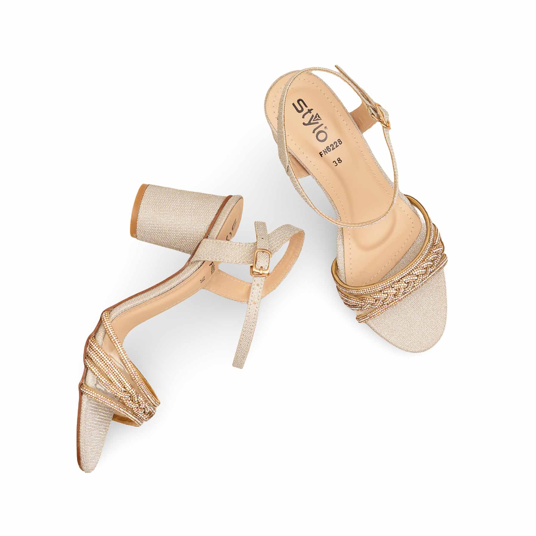 Golden Fancy Sandal For Ladies FN6228 - Image 5