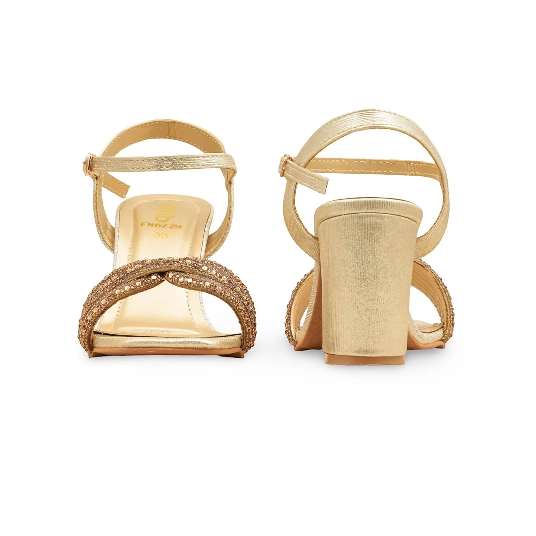 Golden Fancy Sandal For Ladies FN6229 - Image 4