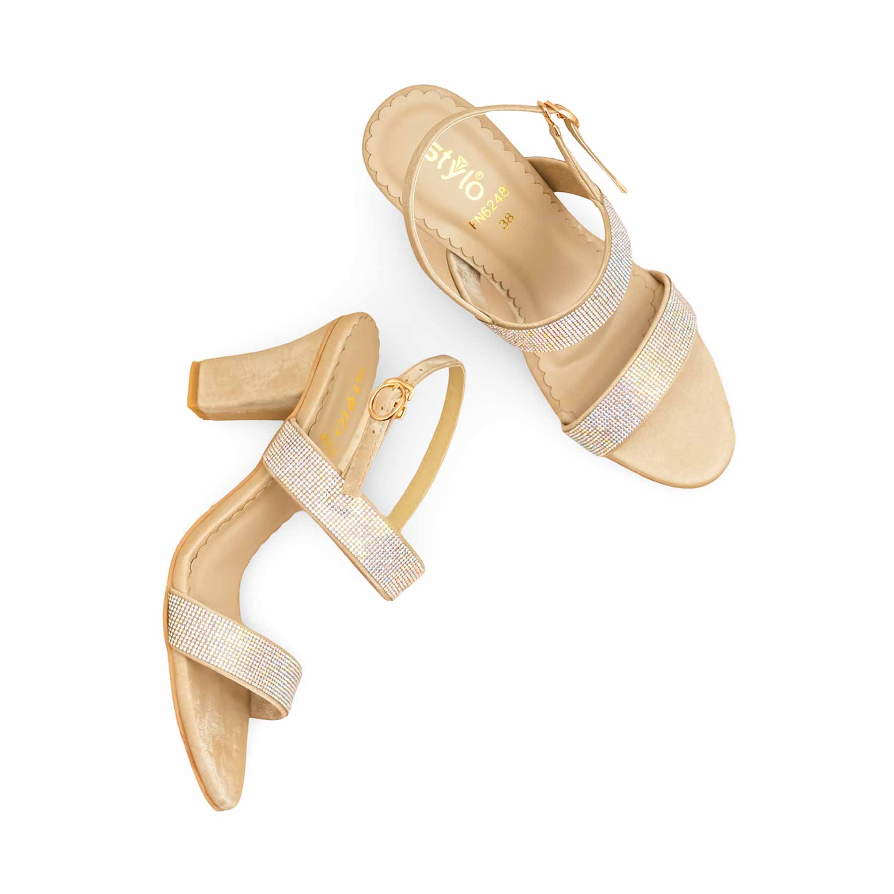 Golden Fancy Sandal For Ladies FN6248 - Image 5