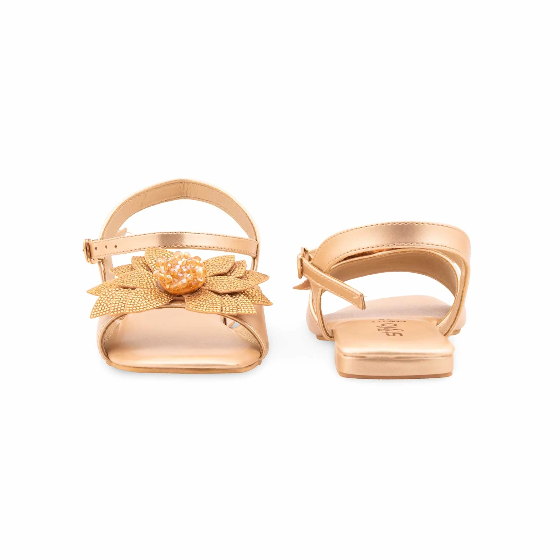 Golden Fancy Sandal For Ladies FN6277 - Image 4