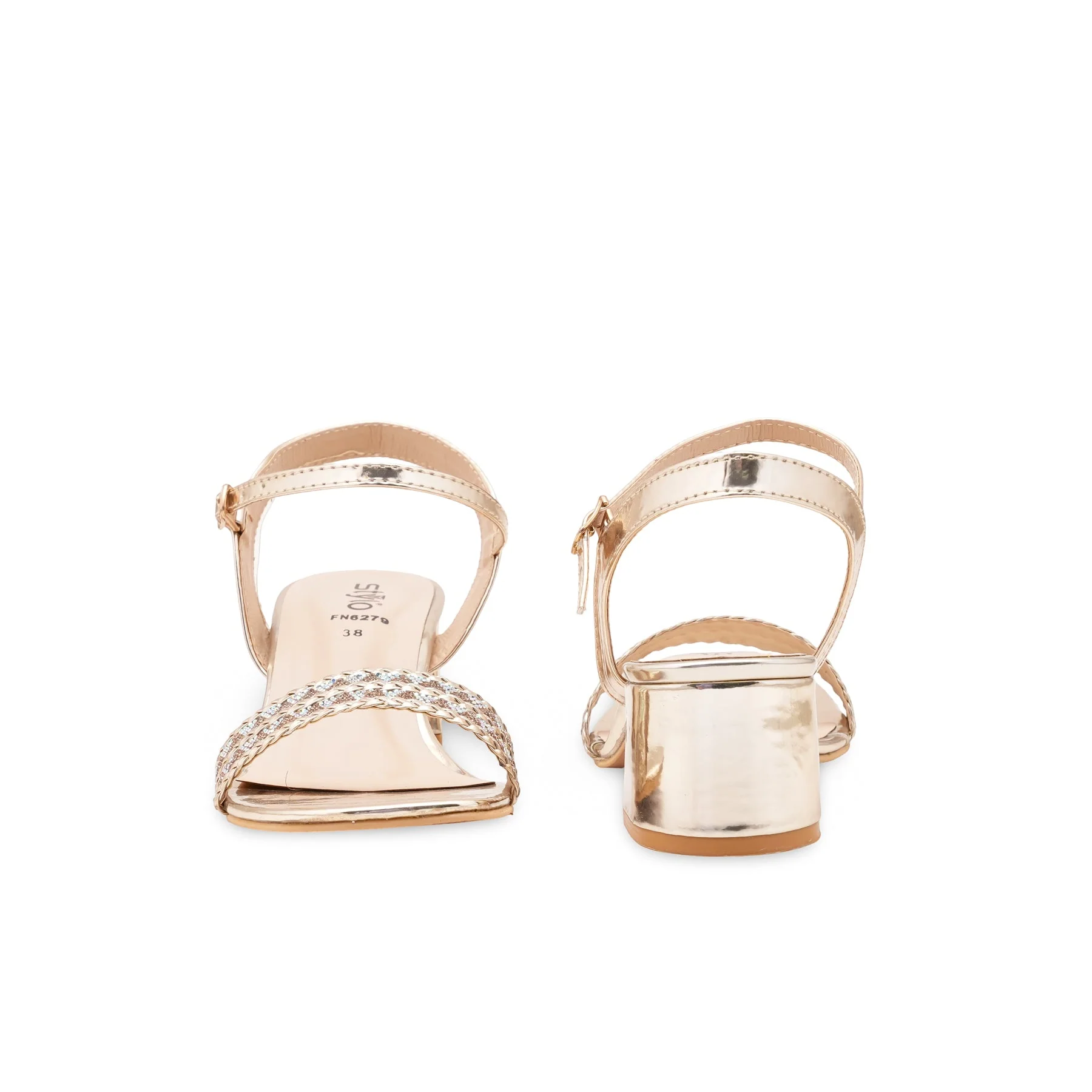 Golden Fancy Sandal For Ladies FN6279 - Image 4