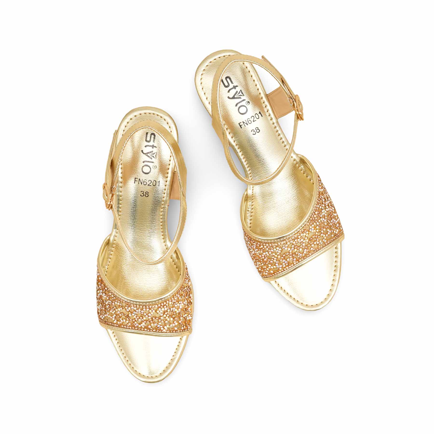 Golden Fancy Sandal For Women FN6201 - Image 5