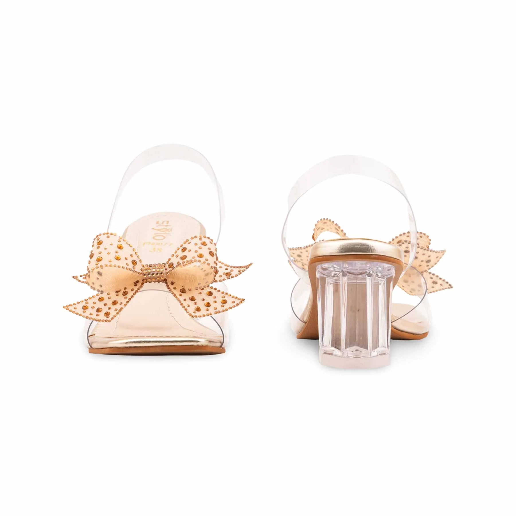 Golden Fancy Sandal For Women FN8077 - Image 4