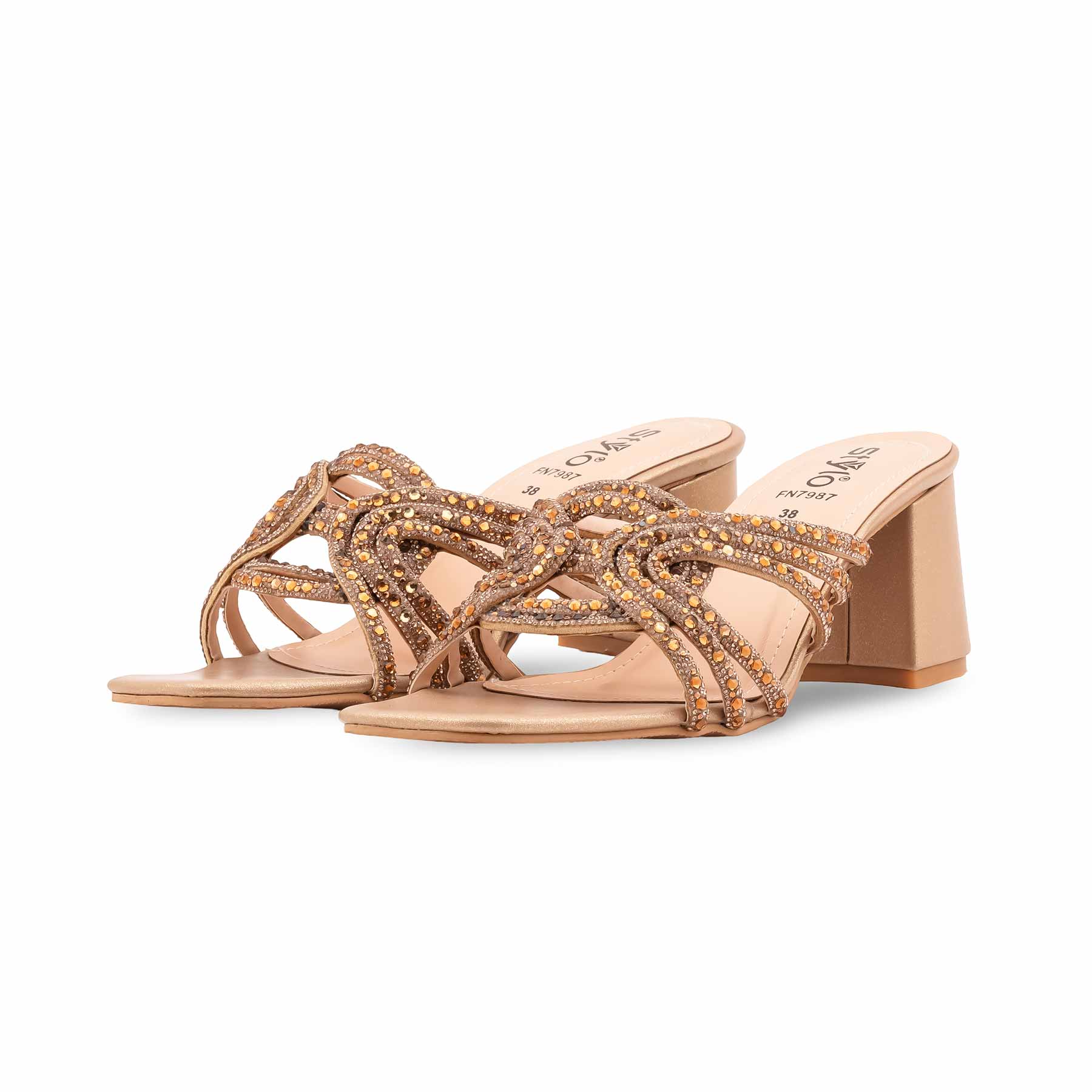 Golden Fancy Slipper For Ladies FN7987 - Image 3