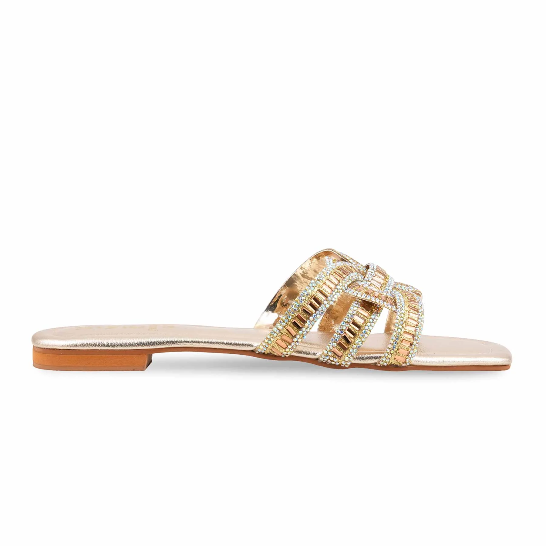 Golden Fancy Slipper For Women FN8089 - Image 2