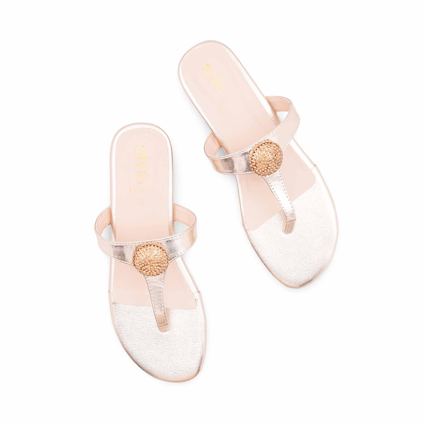 Golden Formal Chappal For Women FR0576 - Image 5