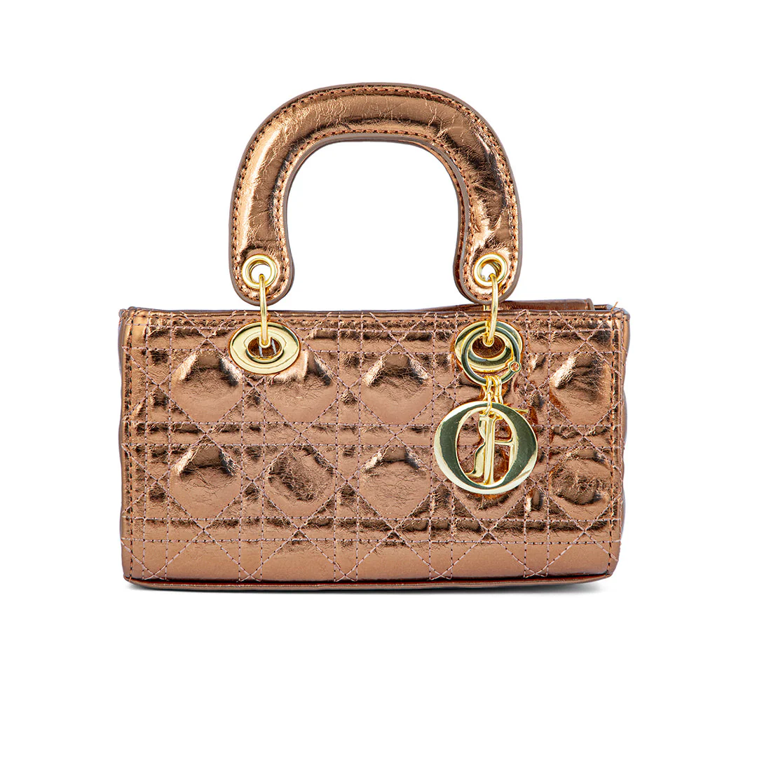 Golden Formal Hand Bag For Ladies P24130 - Image 2