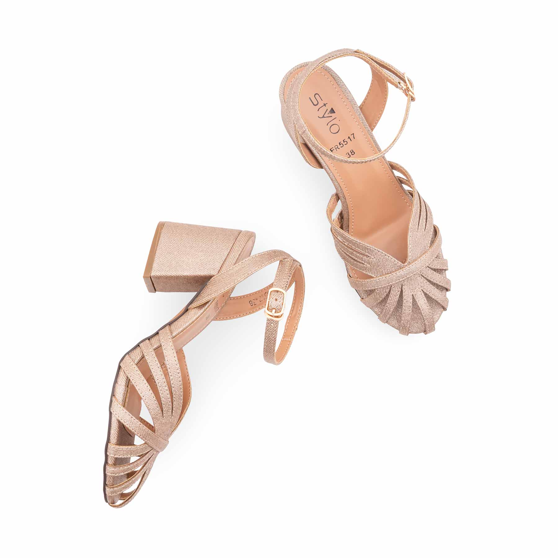 Golden Formal Sandal For Ladies FR5517 - Image 5