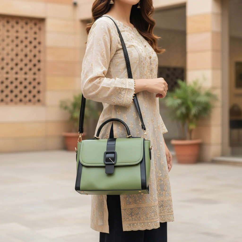 Green Casual Hand Bag For Women P55832 - Image 2